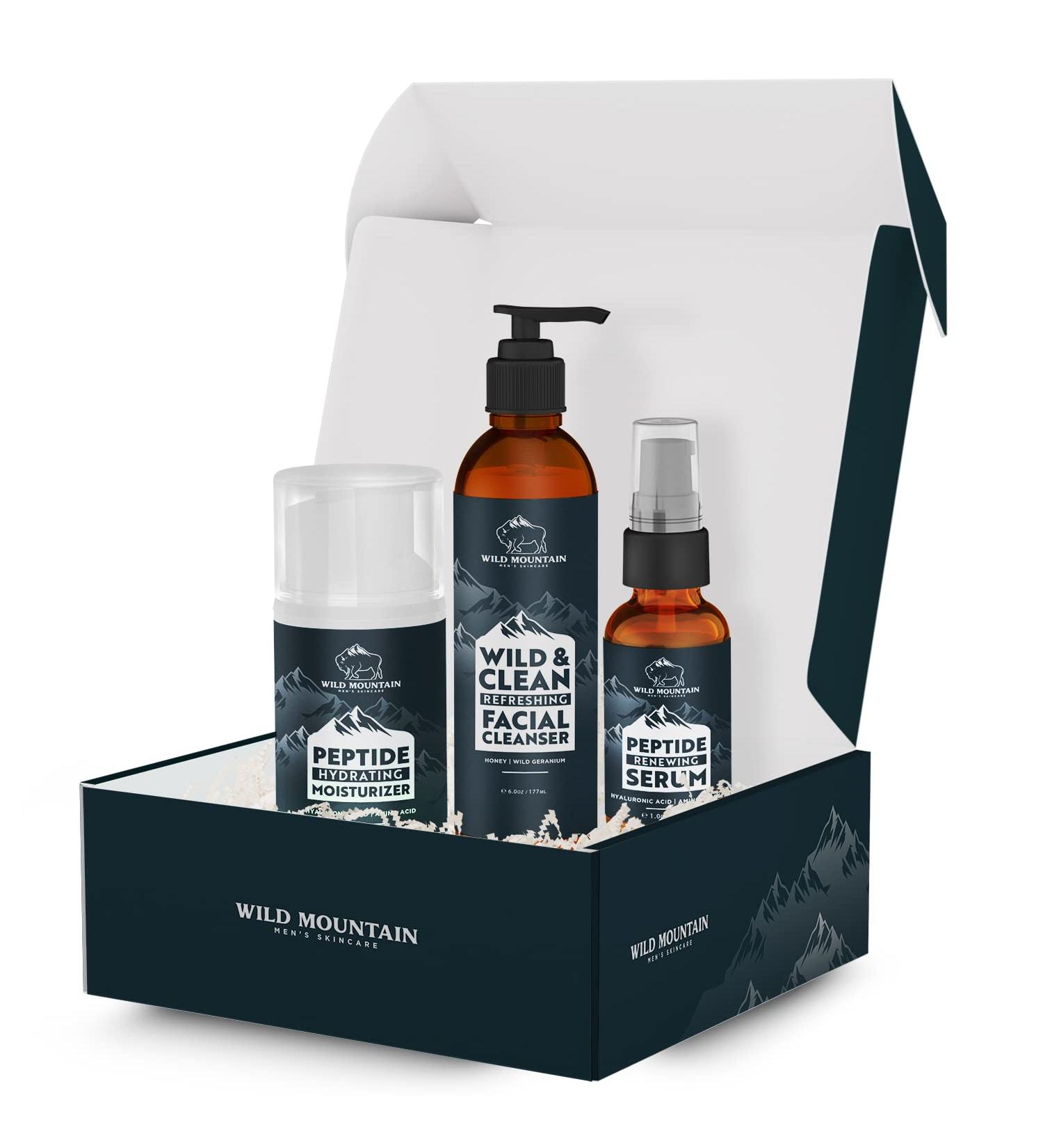 Men's Facial Care Kit: Skincare Set with Serum, Cleanser, and Moisturizer - Buy Online on GoSupps.com