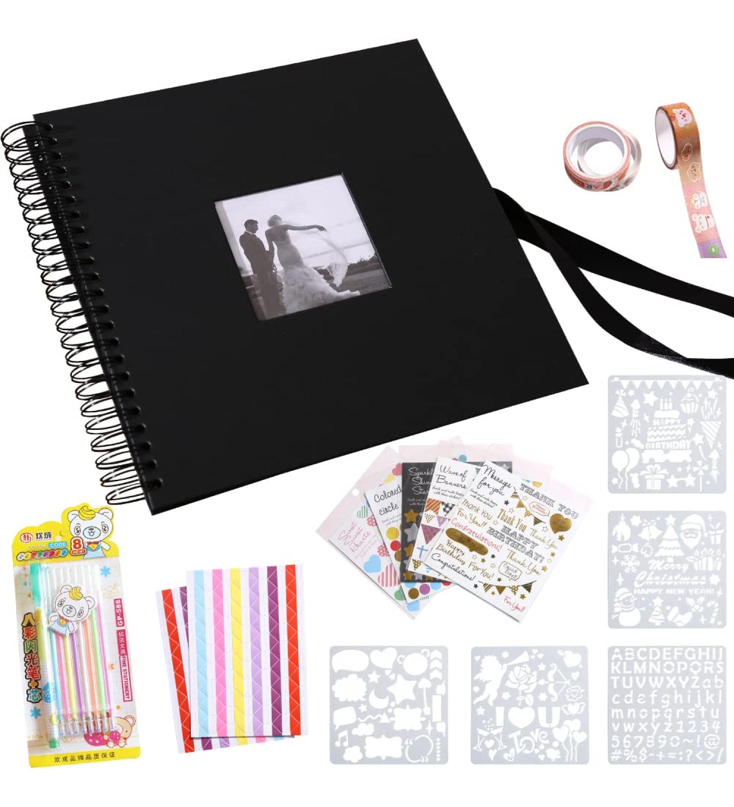 Black Kraft Paper Hardcover Scrapbook Album | 40 Black Pages | Anniversary Wedding Family Baby Vacation Memories - Buy Online on GoSupps.com