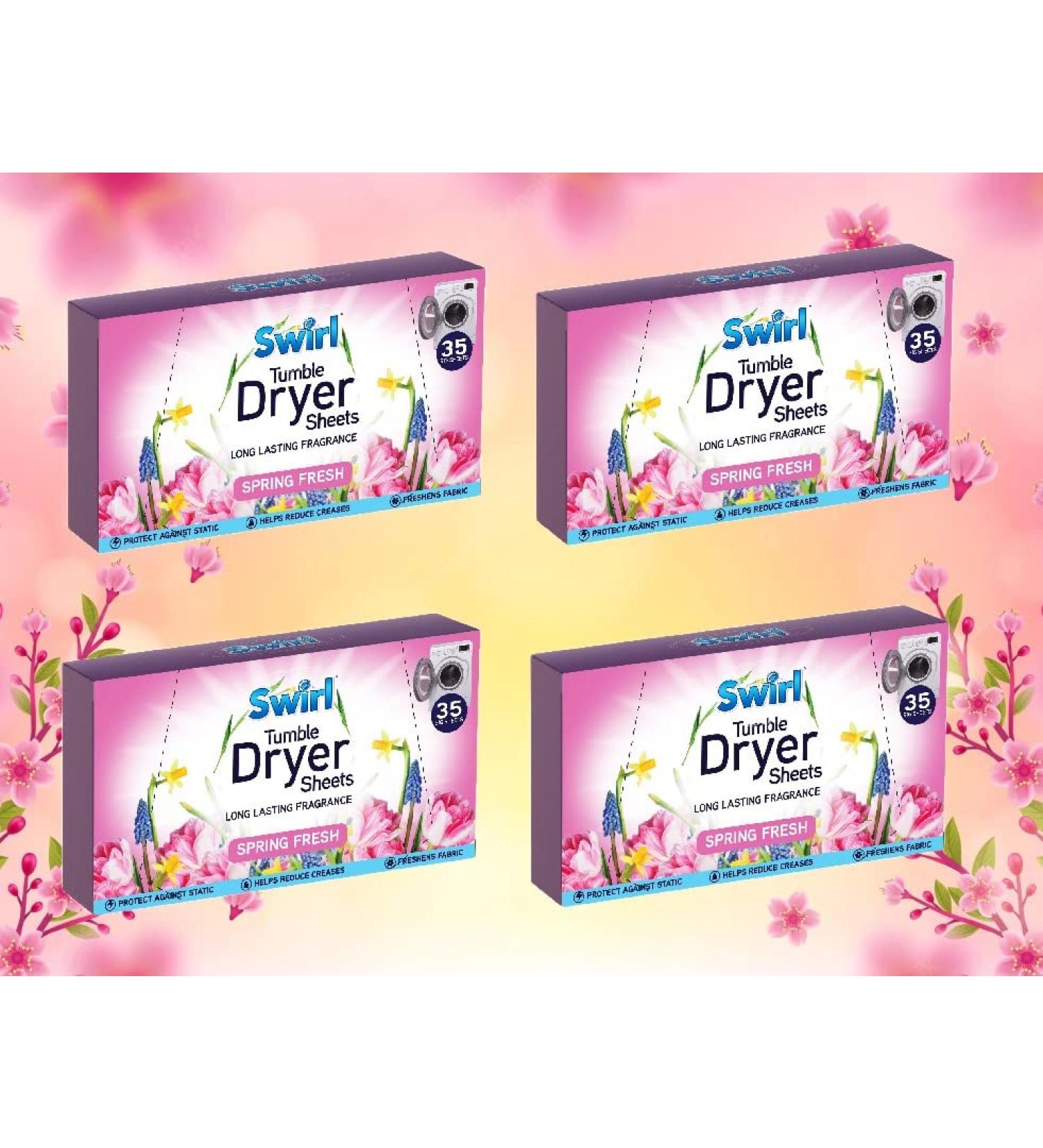 4 x Spring Fresh Tumble Dryer Sheets Pack Of 35 Fabric Conditioner Laundry Aid Anti Static Sheets - Buy Online on GoSupps.com