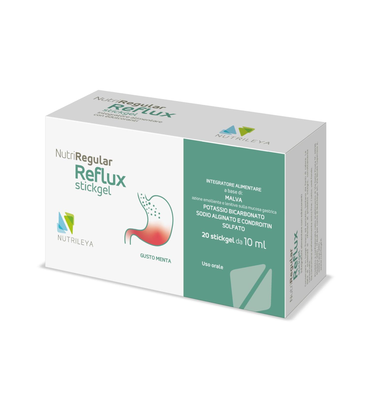  NUTRILEYA NutriRegular Reflux - 20 Stickgels Mint Flavor - Reflux and Acidity Relief with Alginates Mallow Aloe and Chondroitin - Buy Online on GoSupps.com