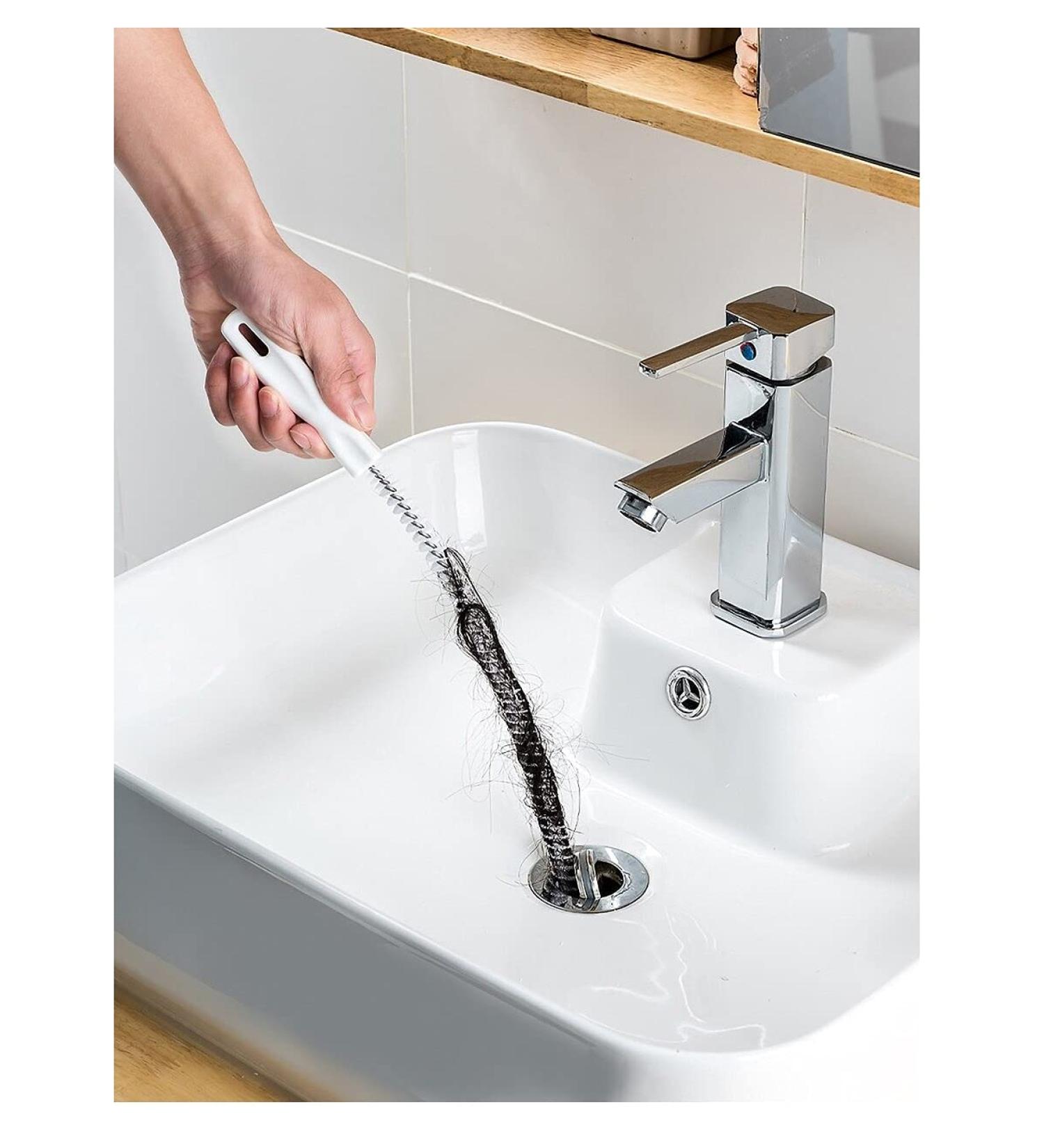 2-Piece Flexible Drain Brush Sink Unblocker Elastic Hose Pipe Straw Cleaning Brush with Handle Kitchen Drain Unblocker Wire Cleaner Bathroom Toilet Pipe Dredging Cleaning Hair Catcher Rod - Buy Online on GoSupps.com