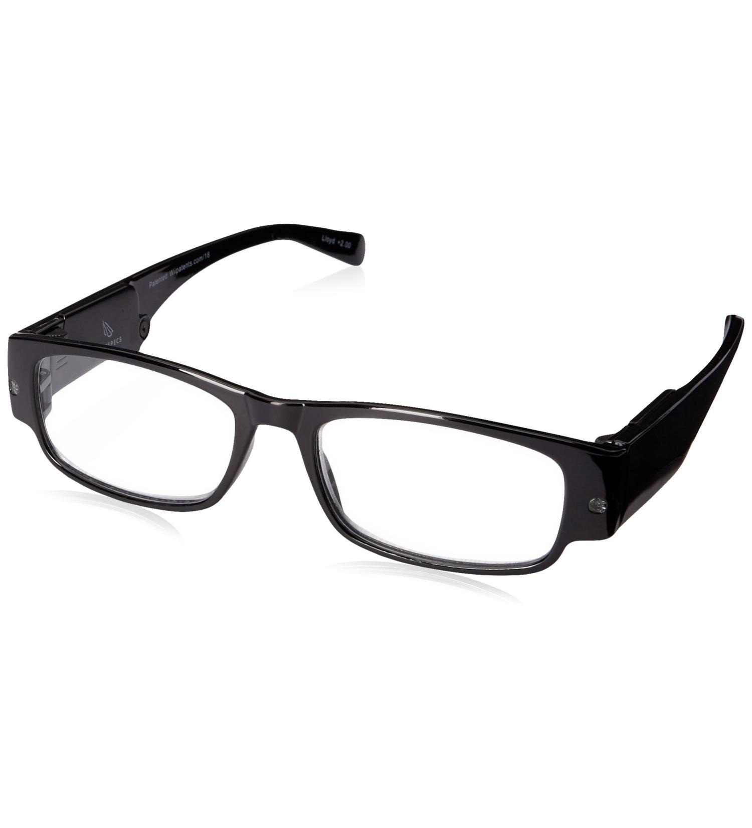Foster Grant Men's LightSpecs Lloyd Reading Glasses with Lights - Rectangular Black/Transparent 59mm +1.75 | Shop Internationally - Buy Online on GoSupps.com