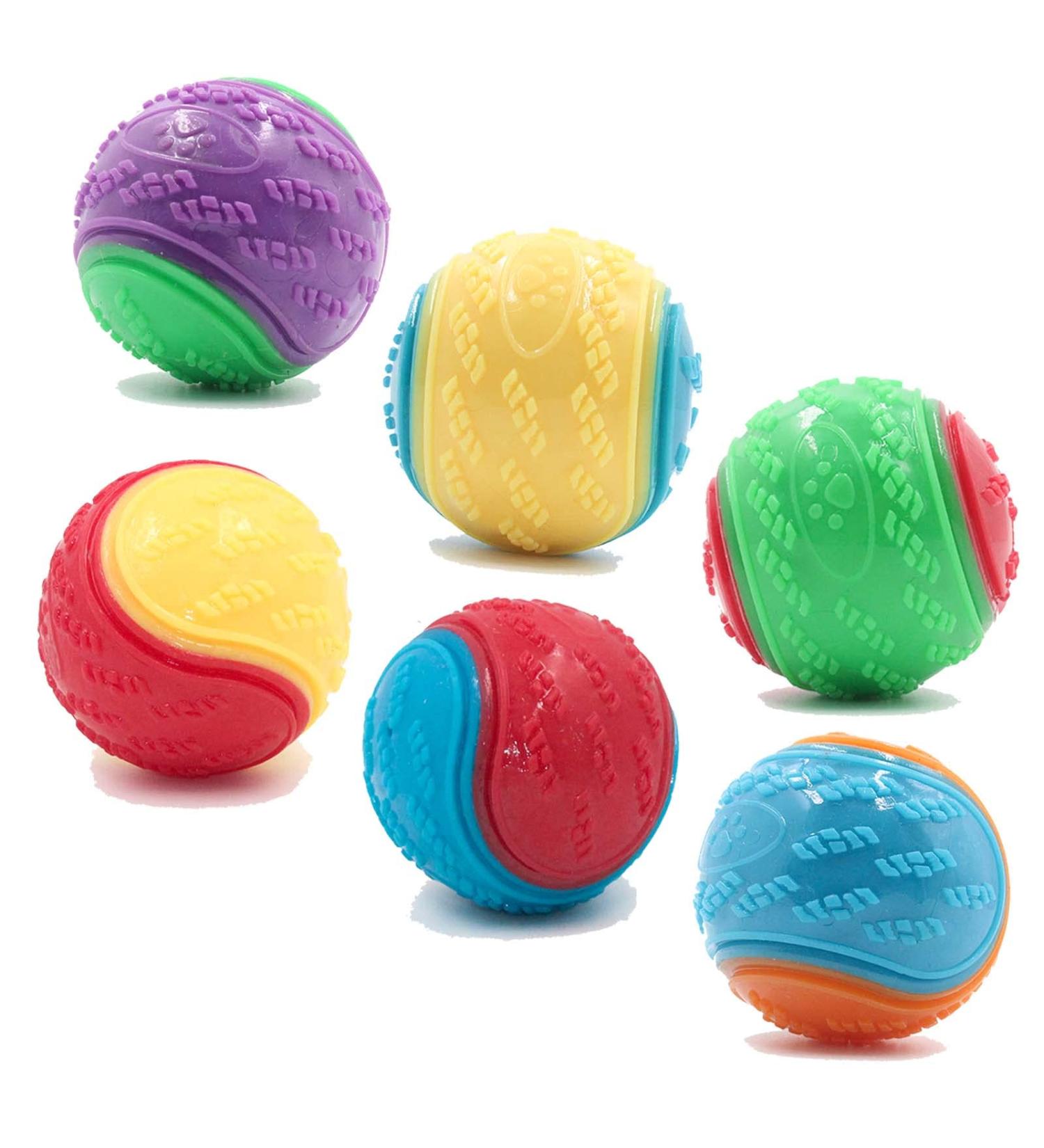 Squeaky Dog Ball Toy Set for Teeth Cleaning and Interactive Pet Training - 6Pcs - Buy Online on GoSupps.com