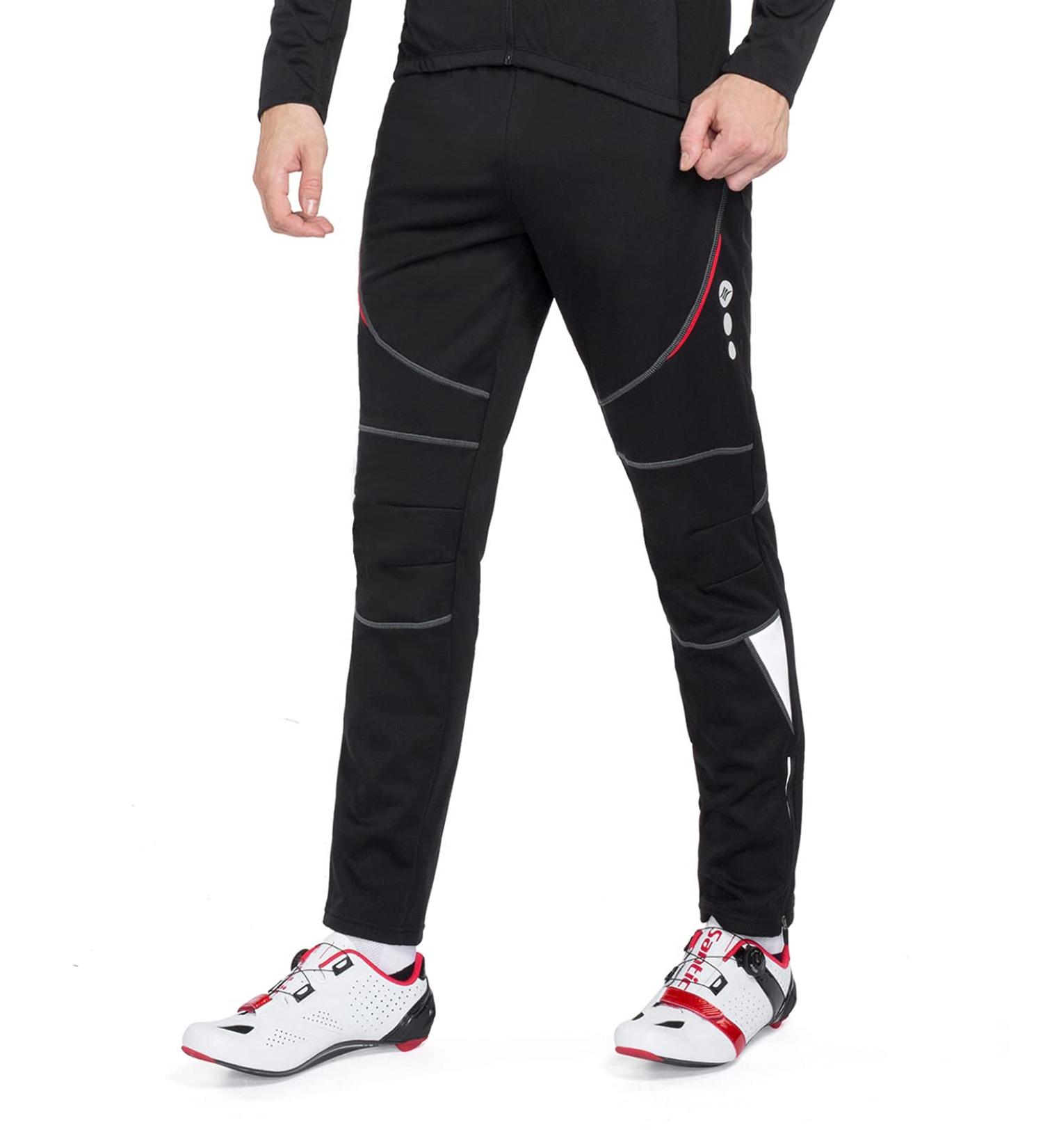 Buy Santic Men's Long Bicycle Pants - Winter Thickened Thermo Fleece Windproof Reflective Black Running Outdoor Gear - Buy Online on GoSupps.com