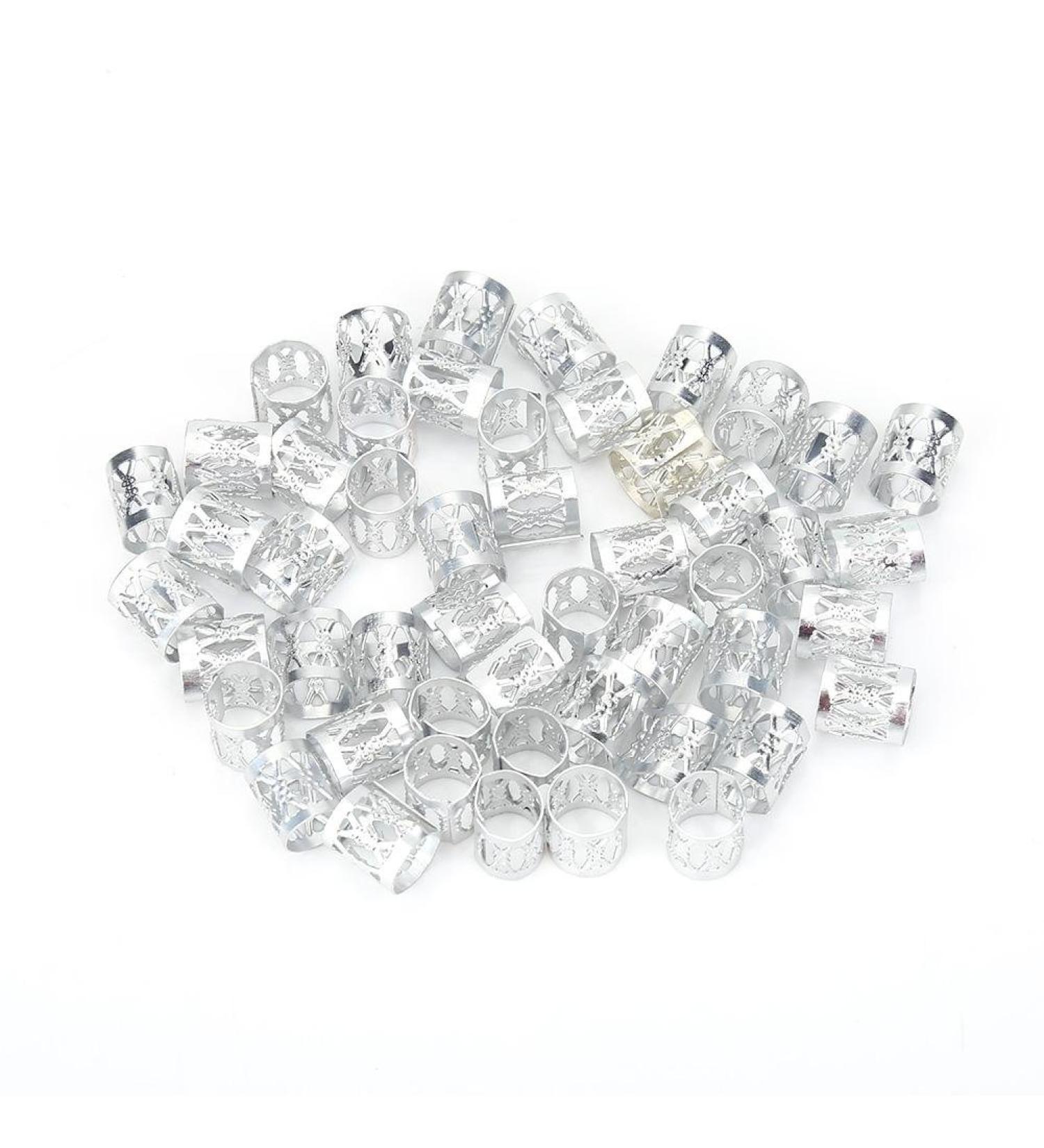 3 Types of Adjustable Metal Hair Braid Beads & Cuffs - Silver Hair Beauty Decoration Accessories for Stunning Hairstyles - Buy Online on GoSupps.com
