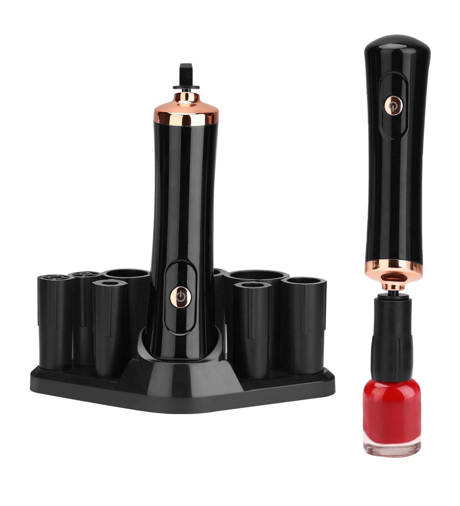 Electric Nail Lacquer and Glue Shaker for Eyelash Extensions - Handsfree Time Saving Tool with 2 Connectors, 9 Caliber Sizes, Even Liquid Mixing - Black - Buy Online on GoSupps.com