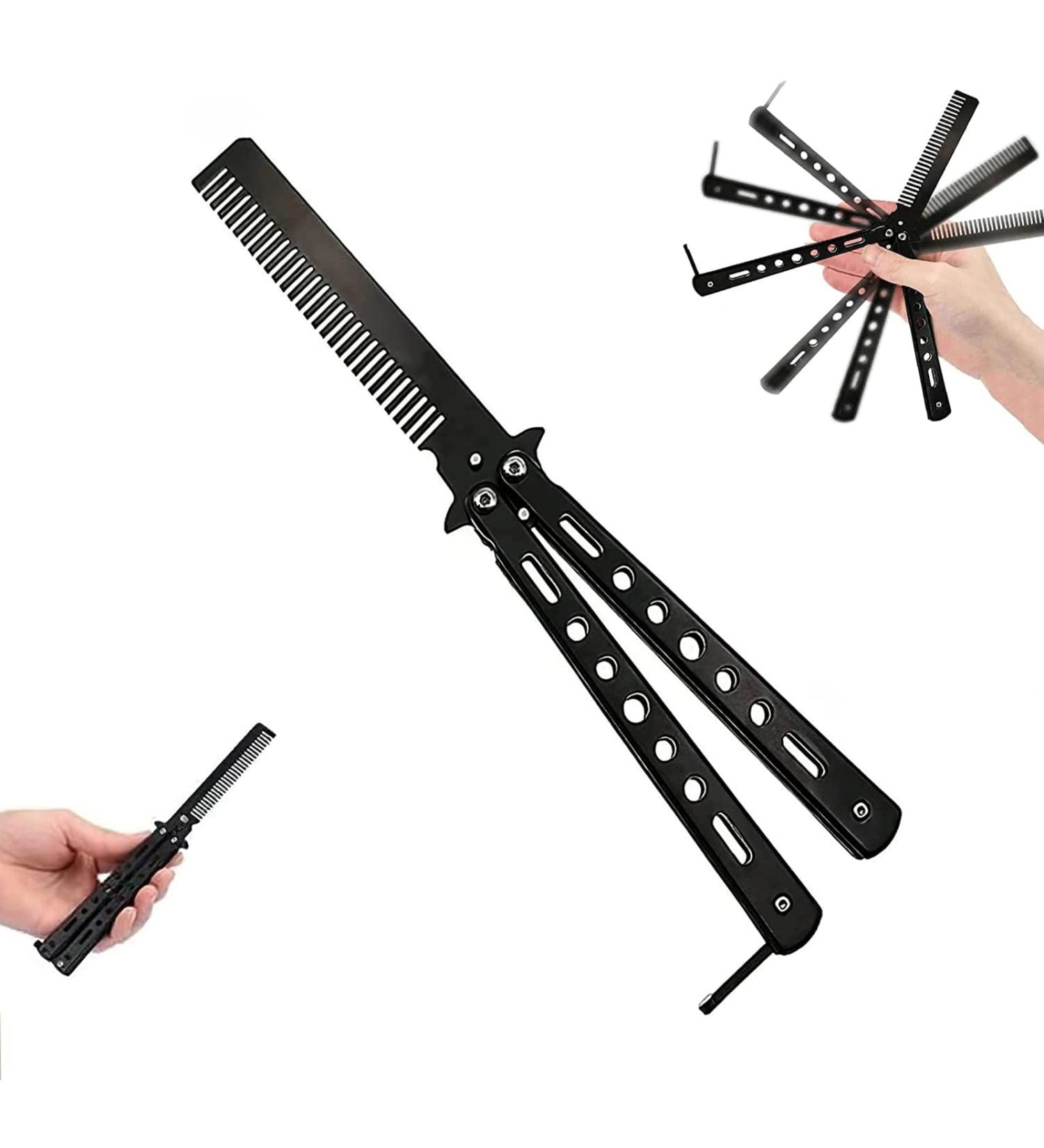 Butterfly Comb Stainless Steel Black Comb for Hair Folding Training Practice Combs Hair Styling Tools Metal Hair Cutting Comb Stainless Steel Practice Butterfly Trainer and Comb Trainer Black(Louis Xvi) - Buy Online on GoSupps.com