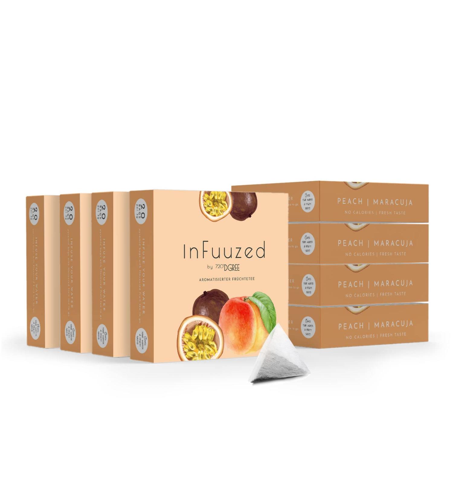 720 DGree Infuuzed Peach Maracuja - Sugar-Free 160 Bags 80 Liters - Delicious Drink Mix Alternative to Iced Tea & Lemonade - Buy Online on GoSupps.com