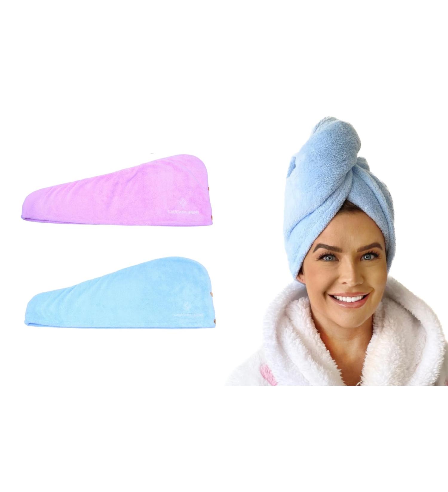 Laucan Extra Plush Hair Towel Wraps 2 Pack - Quick Drying Microfiber Towels for Women - Stylish Turban Twist for All Hair Types - Buy Online on GoSupps.com