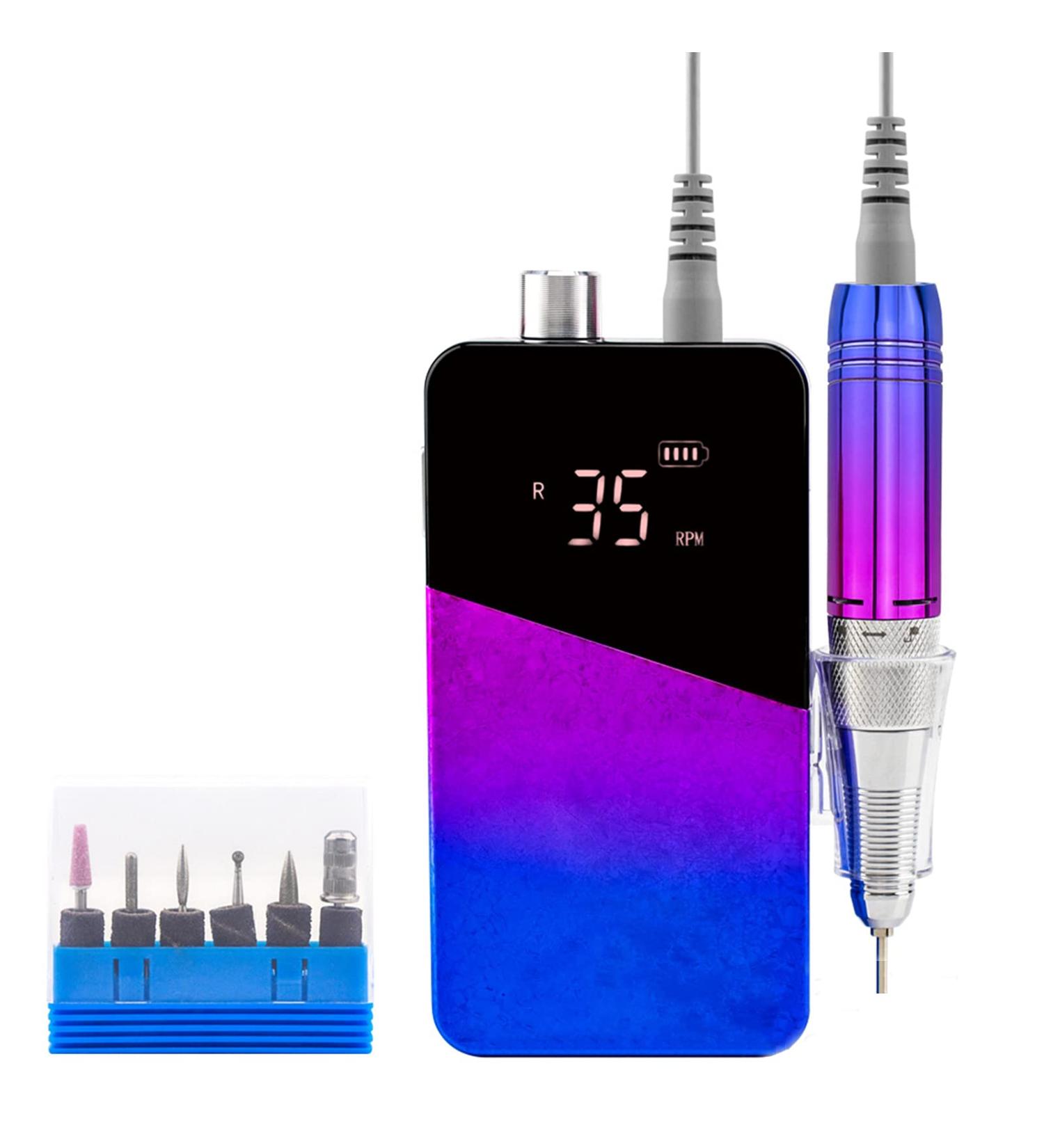 Nail Drill for Acrylic Nails 35000 RPM Electric Nail Drill Machine Low Heat Low Noise Low Vibration with LCD Touch Screen for Shaping Buffing Removing Acrylic Ice Flower Gradient Blue - Buy Online on GoSupps.com