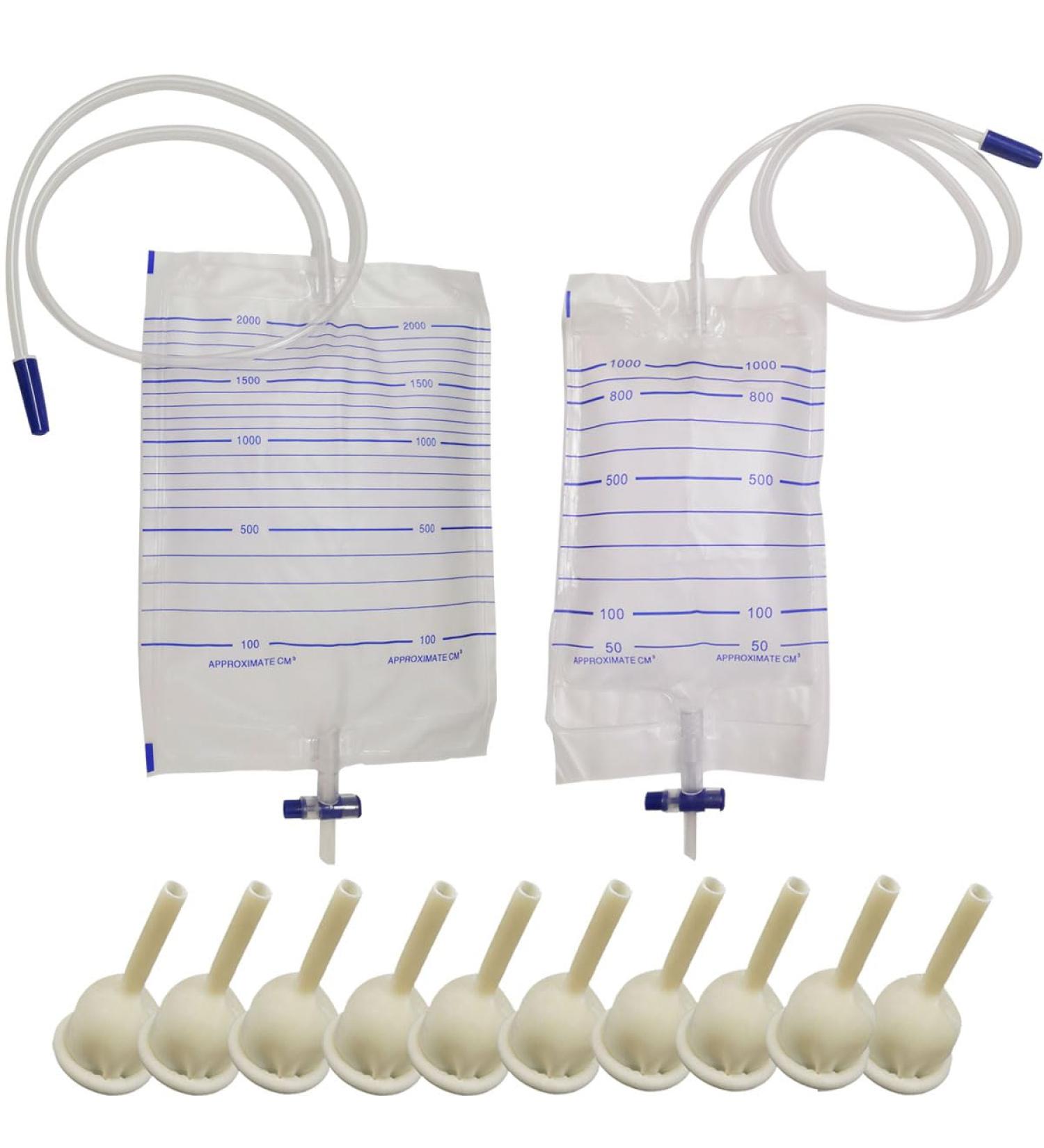 Buy Condom Catheter External Self-Sealing Set for Men | Urinal with Urine Bag (30mm/1.18inch) - 1000ML & 2000ML Options - Buy Online on GoSupps.com