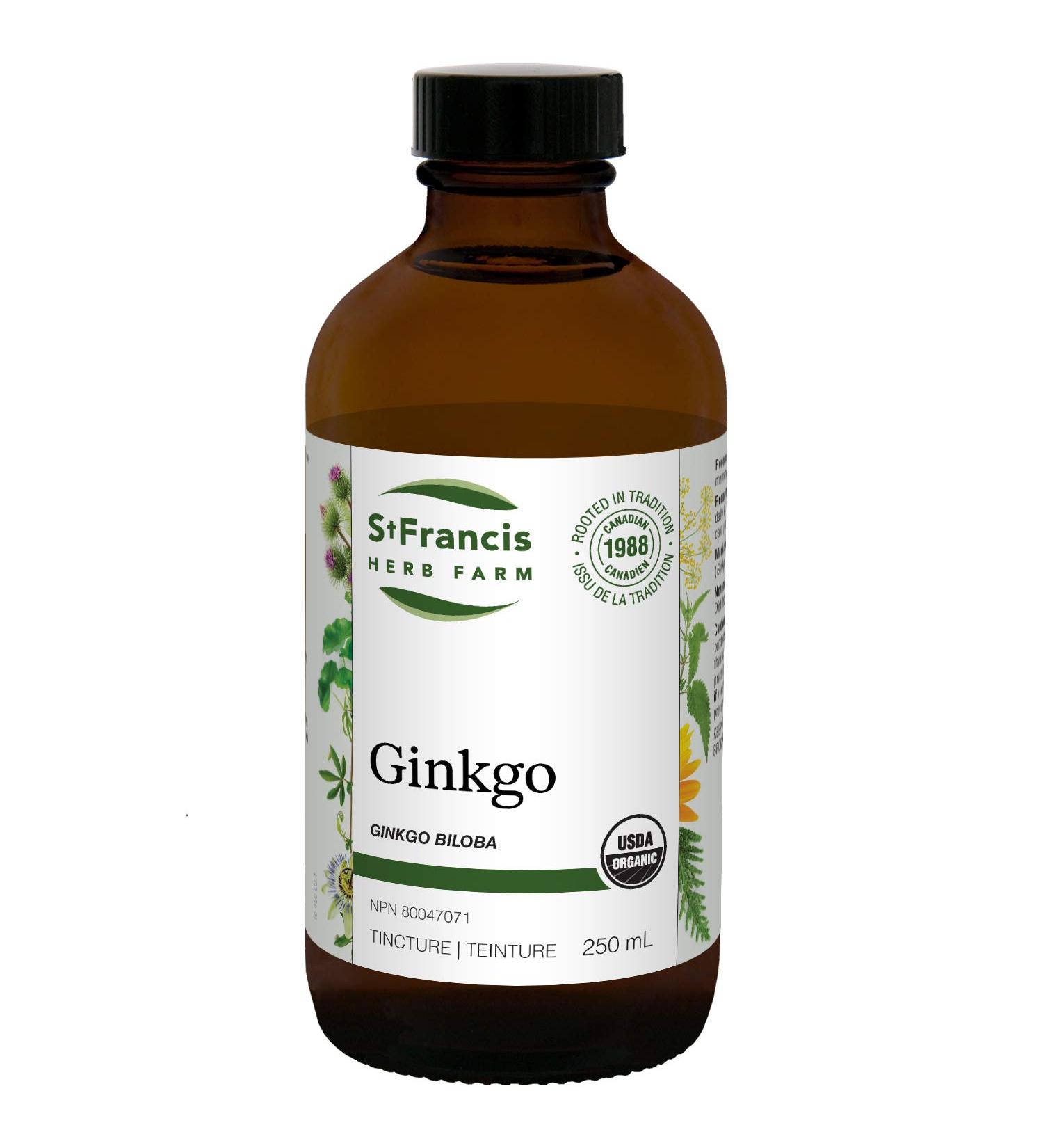 St. Francis Herb Farm Ginkgo (Ginkgo biloba leaf) Certified Organic Herbal Tincture Extract used in Herbal Medicine to support peripheral circulation it is also beneficial for improving cognitive behaviour and sleep patterns - 250ml 250 ml (Pack of 1) - Buy Online on GoSupps.com