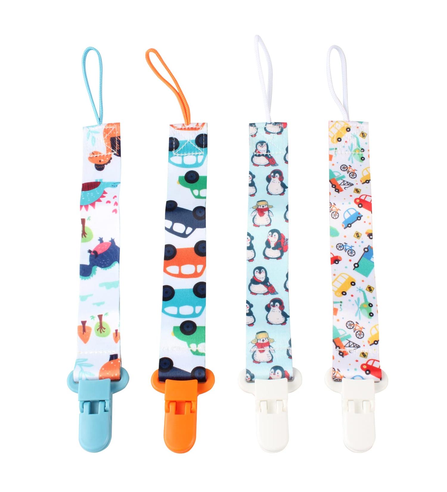 Zeaybsr Pacifier Clips for Boys - 4 Linen Clips Universal Baby Pacifier Holders & Toys Essential Newborn Accessories Perfect Baby Shower Gift - Buy Online on GoSupps.com