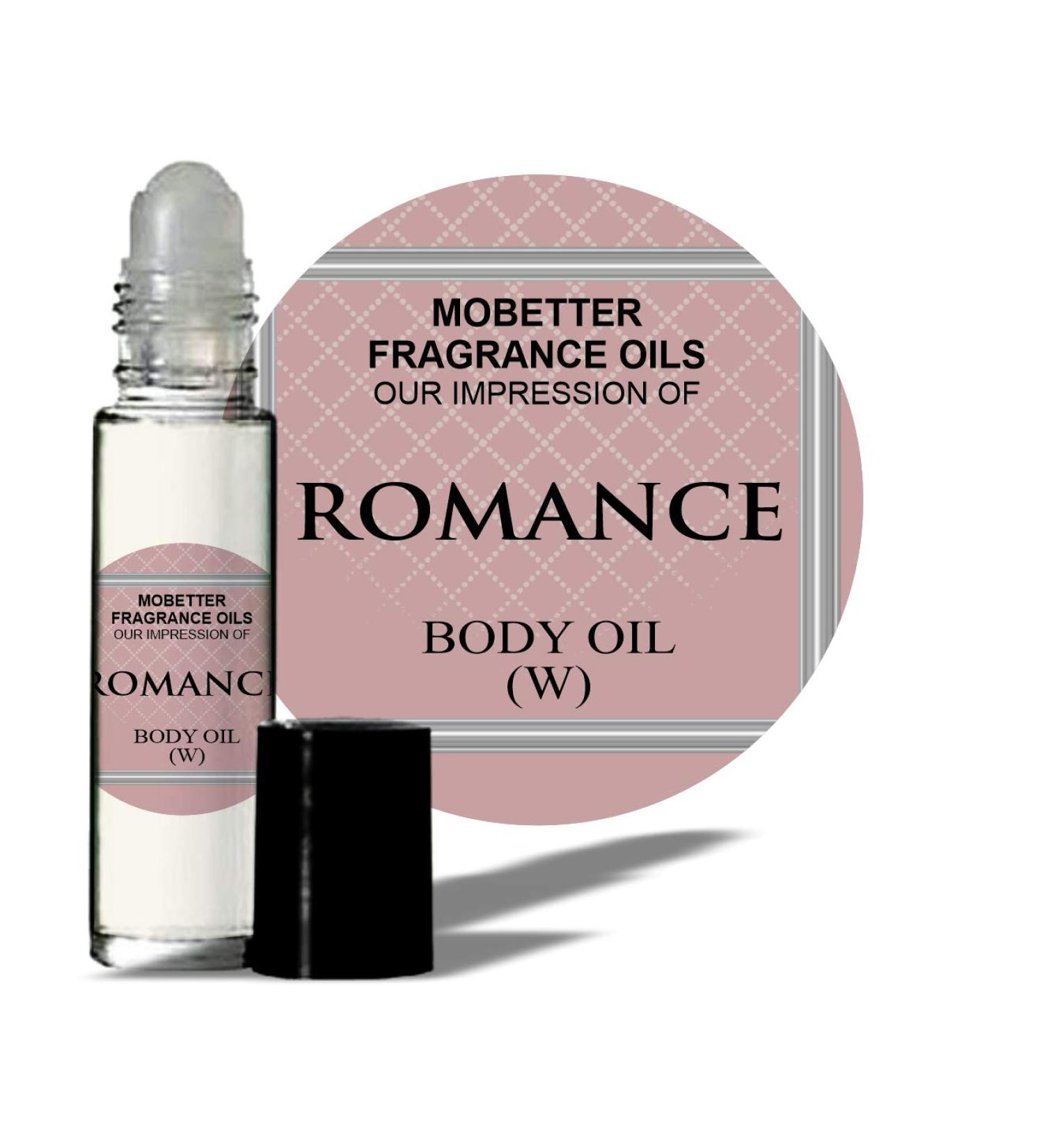 Mobetter Fragrance Oils' Impression of Romance (W) Women Perfume Body Oil floral warm spicy rose citrus herbal white floral musky woody powdery aromatic 0.33 Fl Oz (Pack of 1)