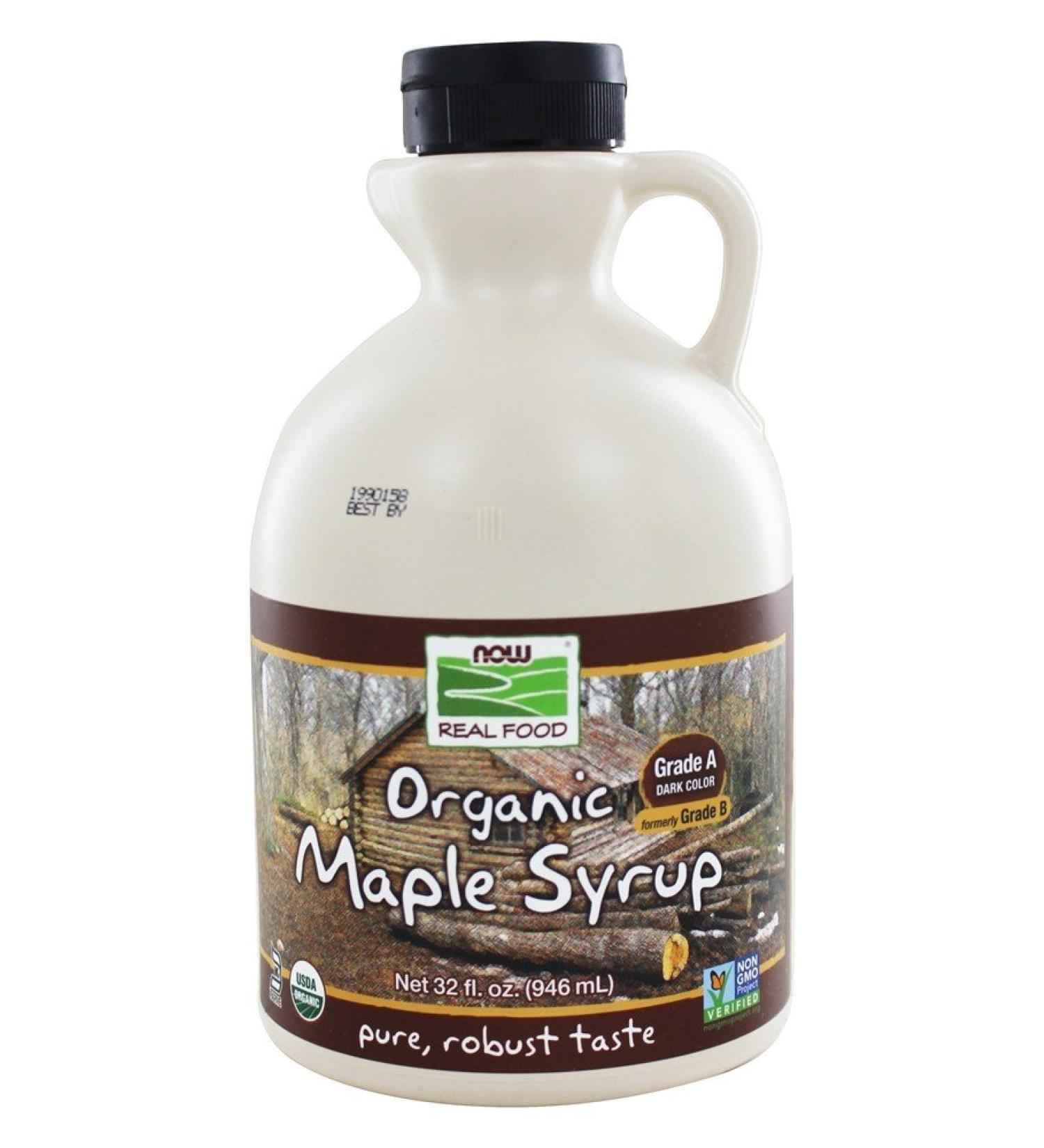 Now Foods Organic Maple Syrup Grade A Dark - 32 fl oz (946 ml) | Real Food, Natural Sweetener - Buy Online on GoSupps.com
