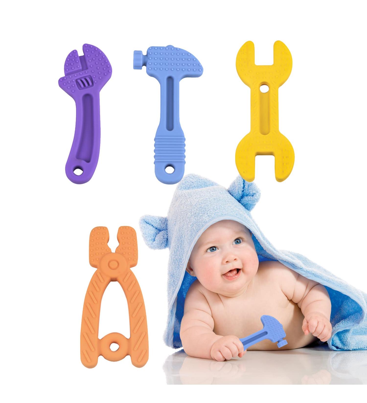 Silicone Teething Toys for Babies 0-12 Months | BPA Free Baby Teether Chew Toys with Teething Gel Relief | 4PCS Set - Buy Online on GoSupps.com