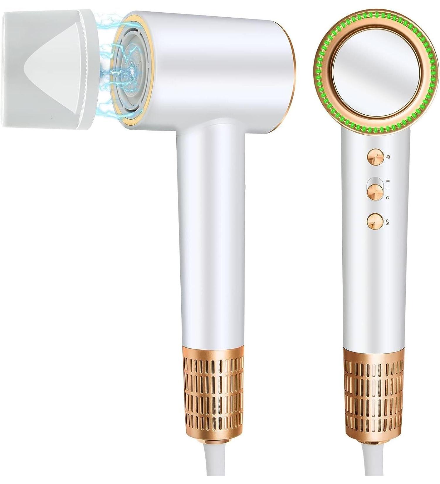 Hair Dryer Hairdryers for Women with 110 000 RPM Brushless Motor for Fast Drying 200 Million Negative Ion Rotating Magnetic Nozzle Low Noise Travel Hairdryer Lightweight Hairdryer White - Buy Online on GoSupps.com