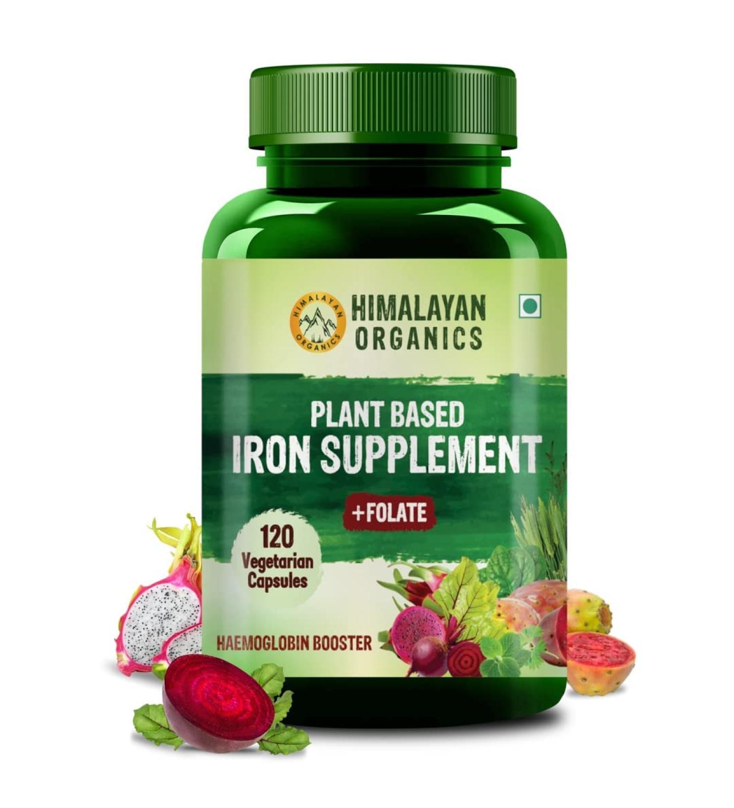 Kavir Plant Based Iron Supplement with Folate | Improved Hemoglobin & Oxygen Capacity | Stomach Friendly | Boost Energy - 120 Veg Capsules - Buy Online on GoSupps.com