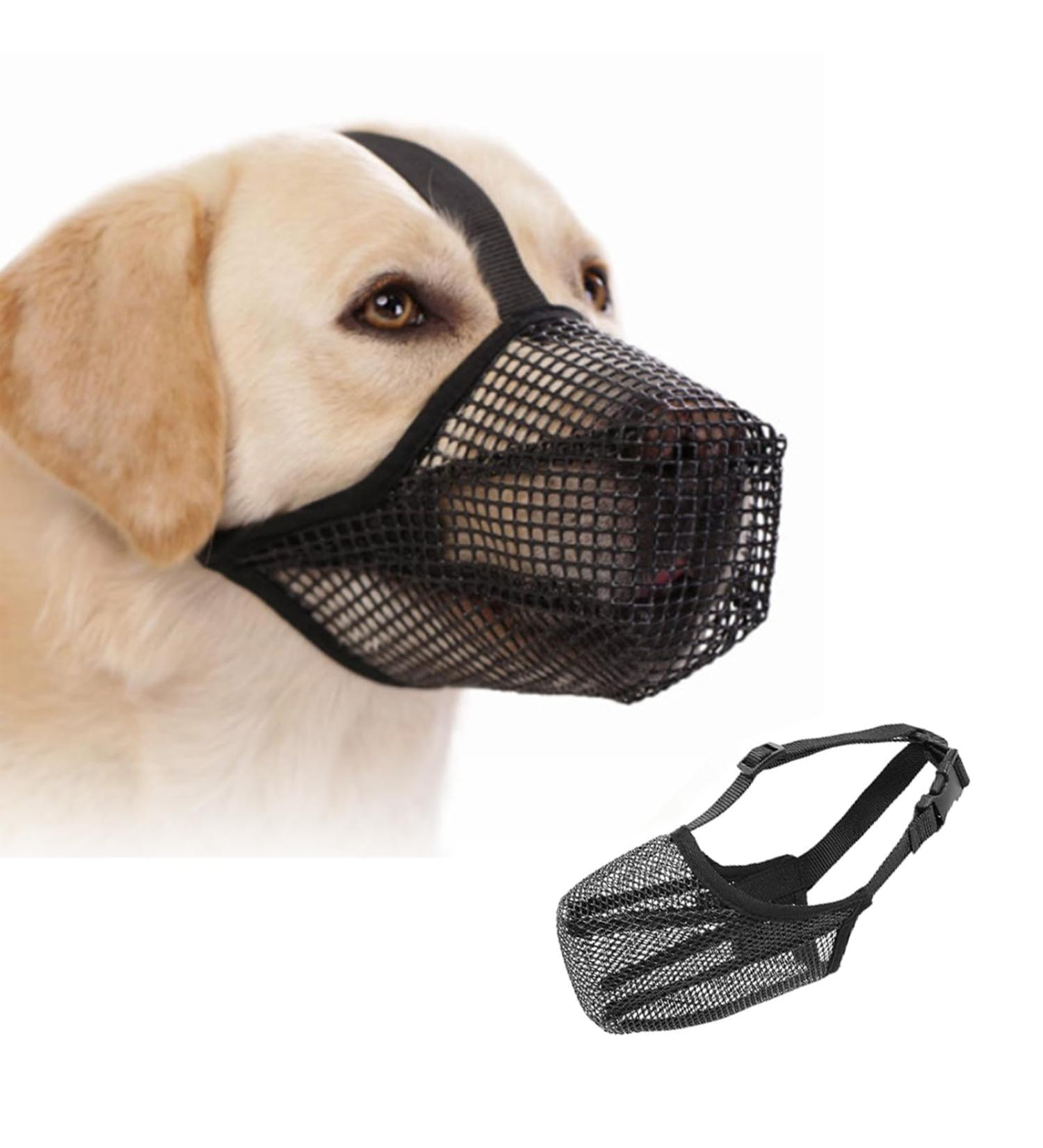 Breathable Mesh Dog Muzzle | Adjustable for Large & Medium Breeds | Anti-Biting & Chewing - Black (Large) - Buy Online on GoSupps.com