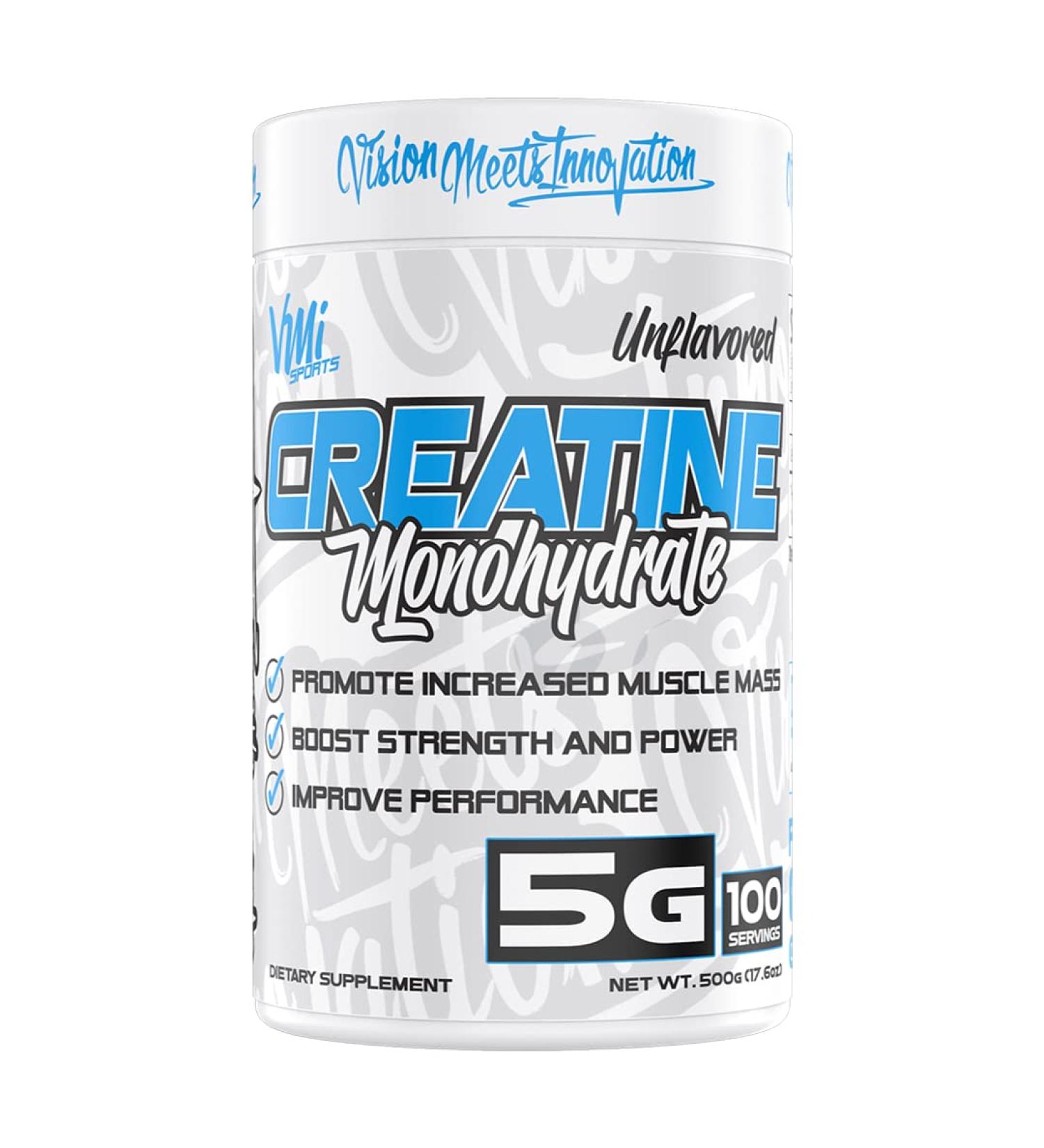 VMI Sports Creatine Monohydrate Powder - Unflavored Muscle Mass & Strength (500g) - 5g per Serving - Boost Size & Power - Buy Online on GoSupps.com