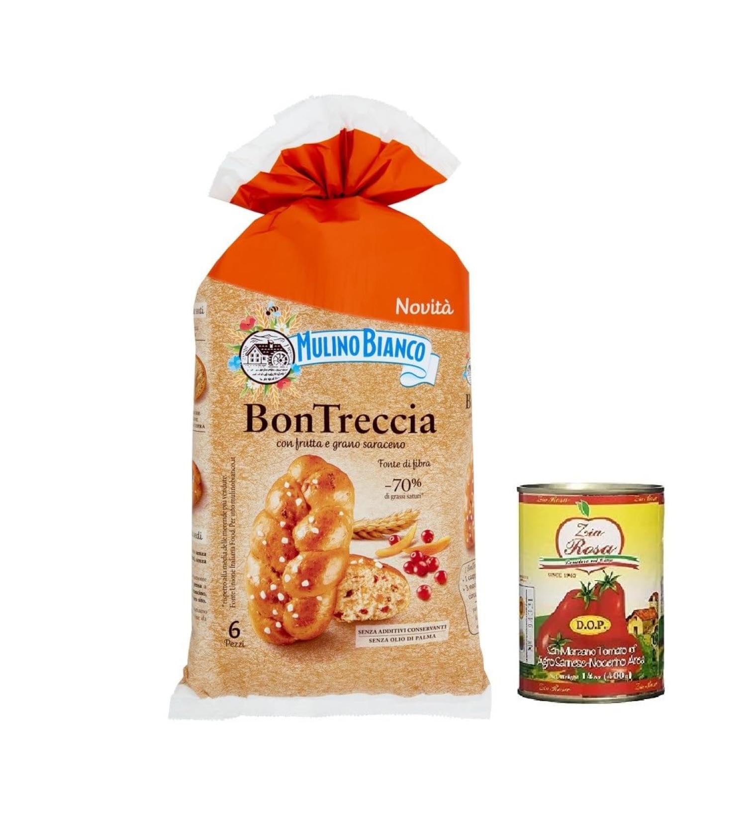  Zia Rosa Mulino Bianco Bontreccia Set of 3 Whole Grain Buns with Cranberries and Buckwheat 225g + 400g Zia Rosa DOP Pomodoro San Marzano Box - Buy Online on GoSupps.com