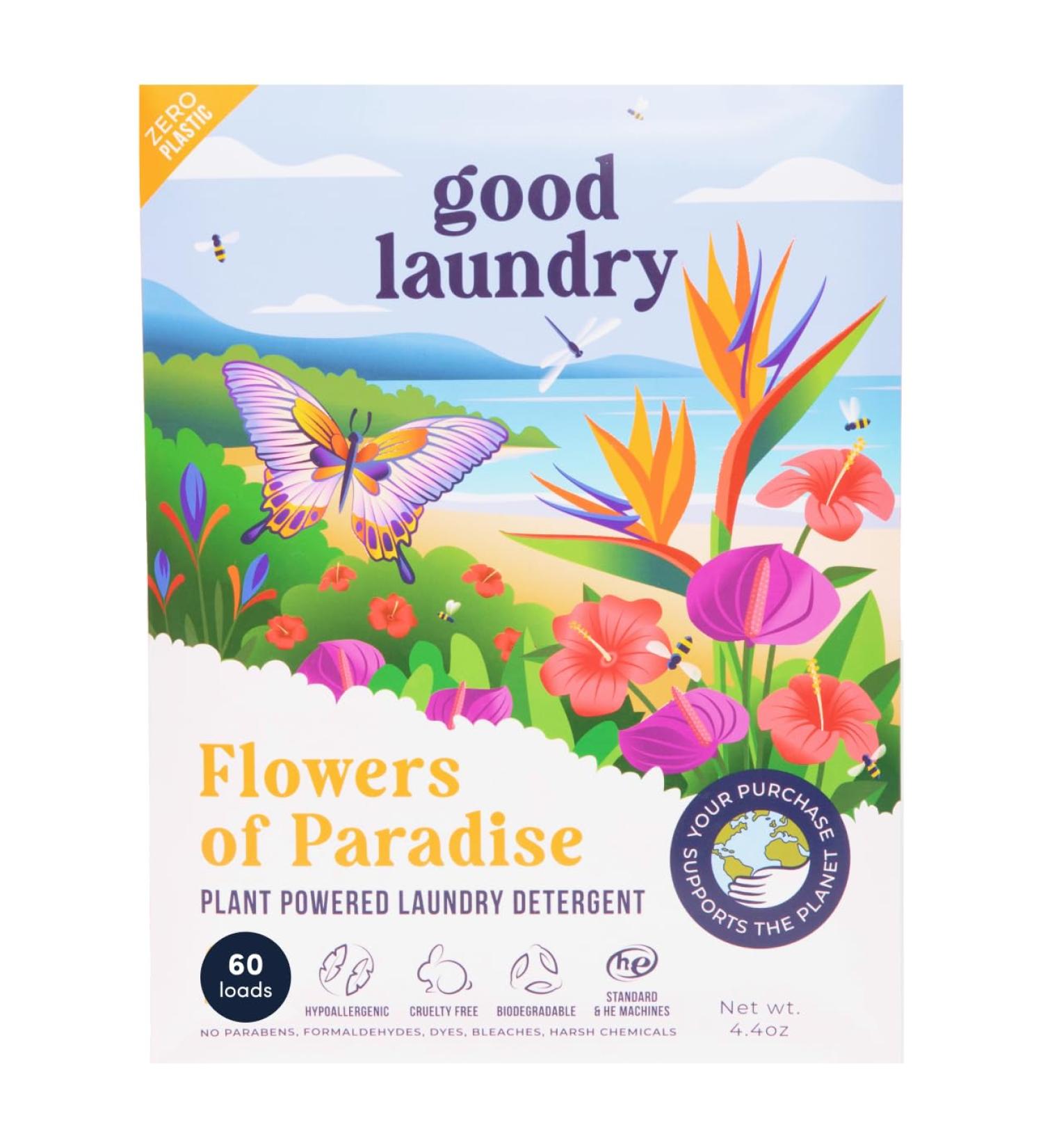 Eco-Friendly Detergent Sheets - Flowers of Paradise Scented (60 Loads) | Hypoallergenic No Plastic Waste | USA Made - Buy Online on GoSupps.com