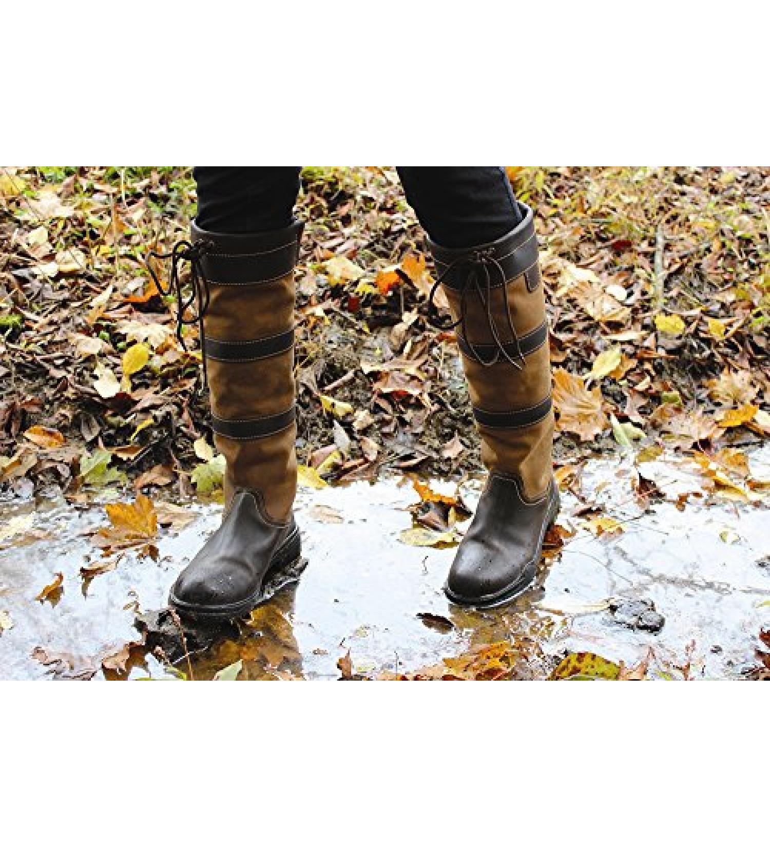 TuffRider Women's Lexington Waterproof Tall Boots | 6 Shaft | Chocolate/Fawn | Size 8 - Buy Online on GoSupps.com