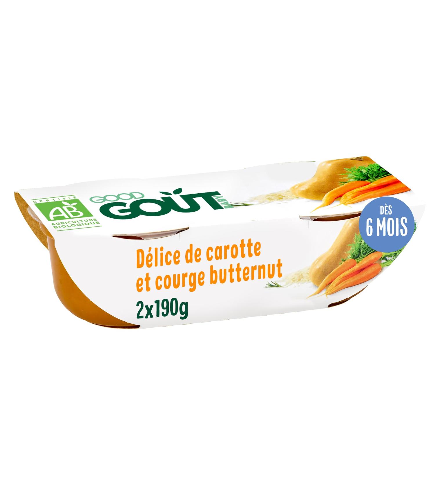 Good Go t - Organic - Carrot and Butternut Squash Delight 190g from 6 months - Pack of 2 - Buy Online on GoSupps.com