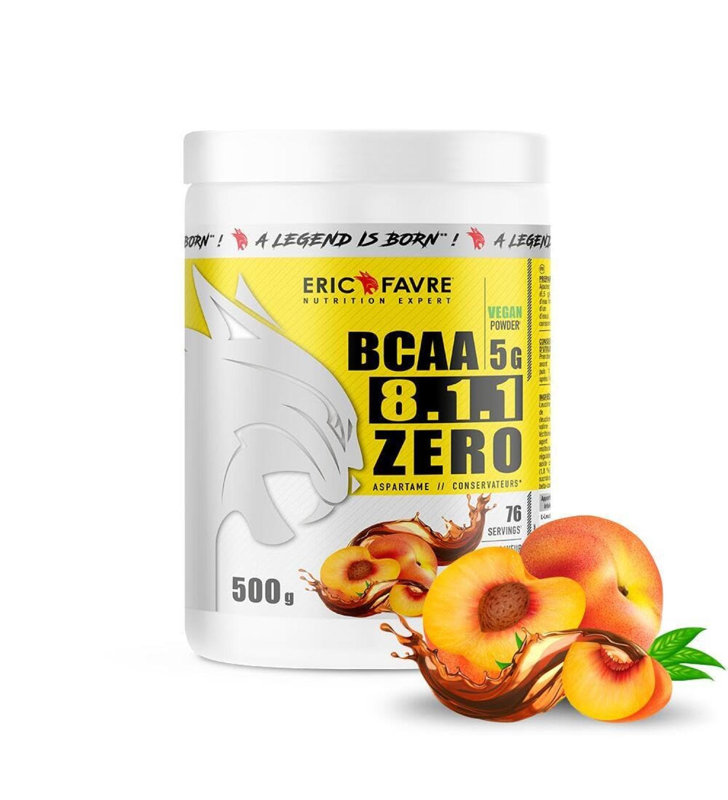 BCAA POUDRE 8.1.1 Zero - Acides Amin s Musculation Vegan - Votre Alli Pour Des Entra nements Efficaces - Performance Accentu e - 500g - Saveur Th P che - Eric Favre - Buy Online on GoSupps.com