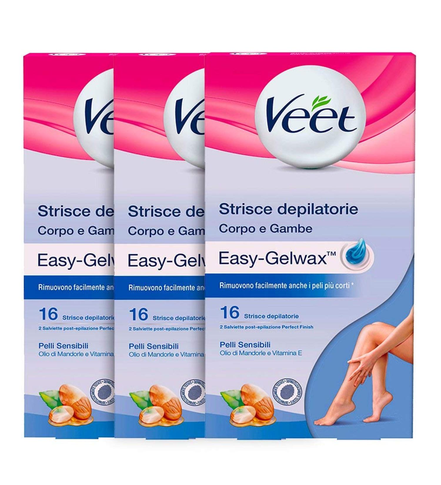 Veet Sensitive Skin Depilatory Strips - 3 Pack (48 Strips) for Legs Arms Armpits & Bikini - Gentle Hair Removal for All Skin Types - Buy Online on GoSupps.com