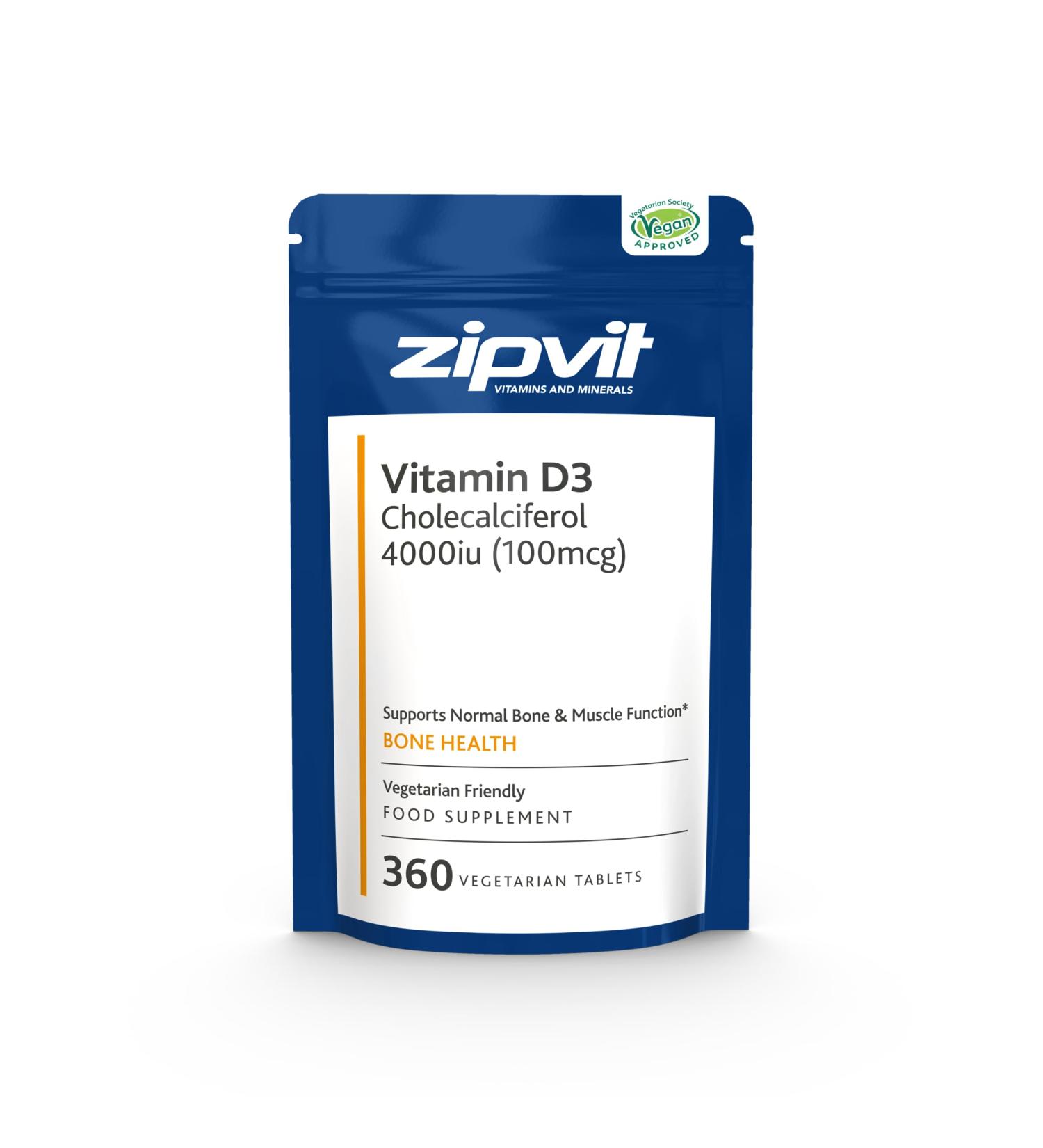 High Strength Vitamin D3 4000iu 360 Tablets | Bone & Muscle Health Support | 1 Year Supply | Vegetarian Approved & Eco-Friendly - Buy Online on GoSupps.com