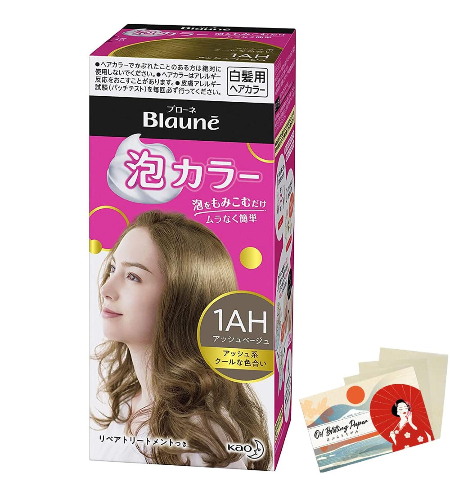 Kao Blaune Bubble Hair Color For Gray Hair - 1AH Ash Beige (Green Tea Set) - Buy Online on GoSupps.com