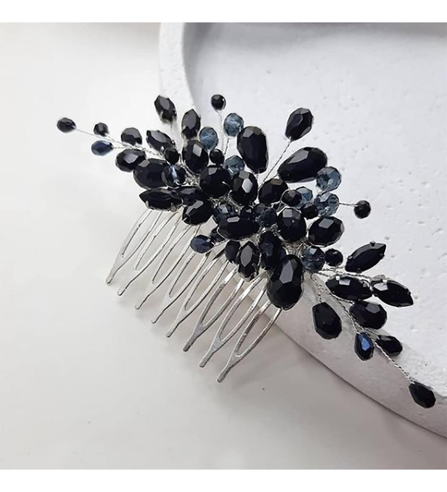 Earent Black Crystal Wedding Hair Comb - Elegant Bridal Side Combs for Women and Girls - Buy Online on GoSupps.com