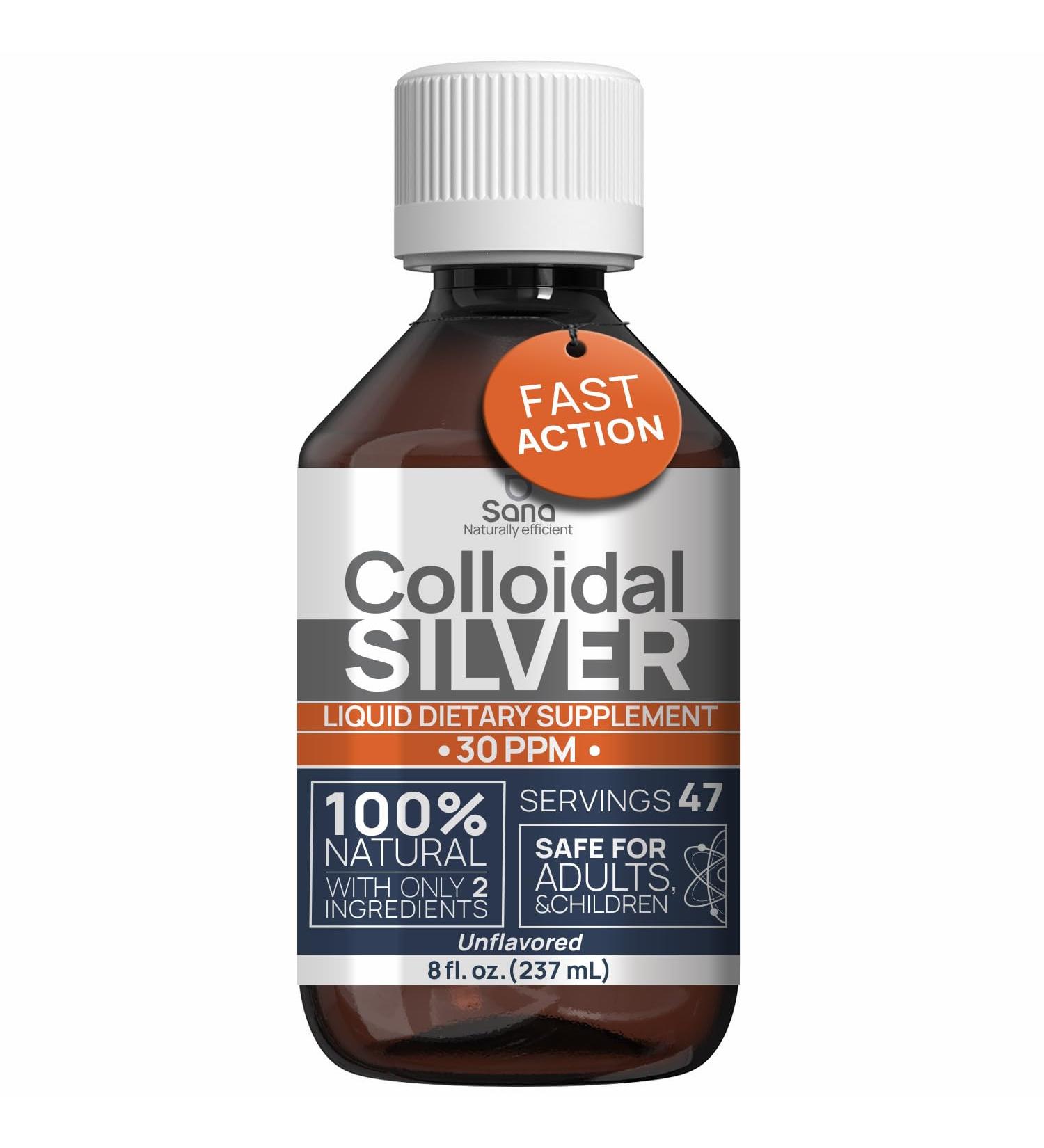 Colloidal Silver Liquid 8 fl oz 30 PPM - Bioactive Hydrosol Silver Water - Natural Immune Support Nano Sol Supplement Solution - Ionic Minerals - Organic Structured Silver 8 Fl Oz (Pack of 1) - Buy Online on GoSupps.com