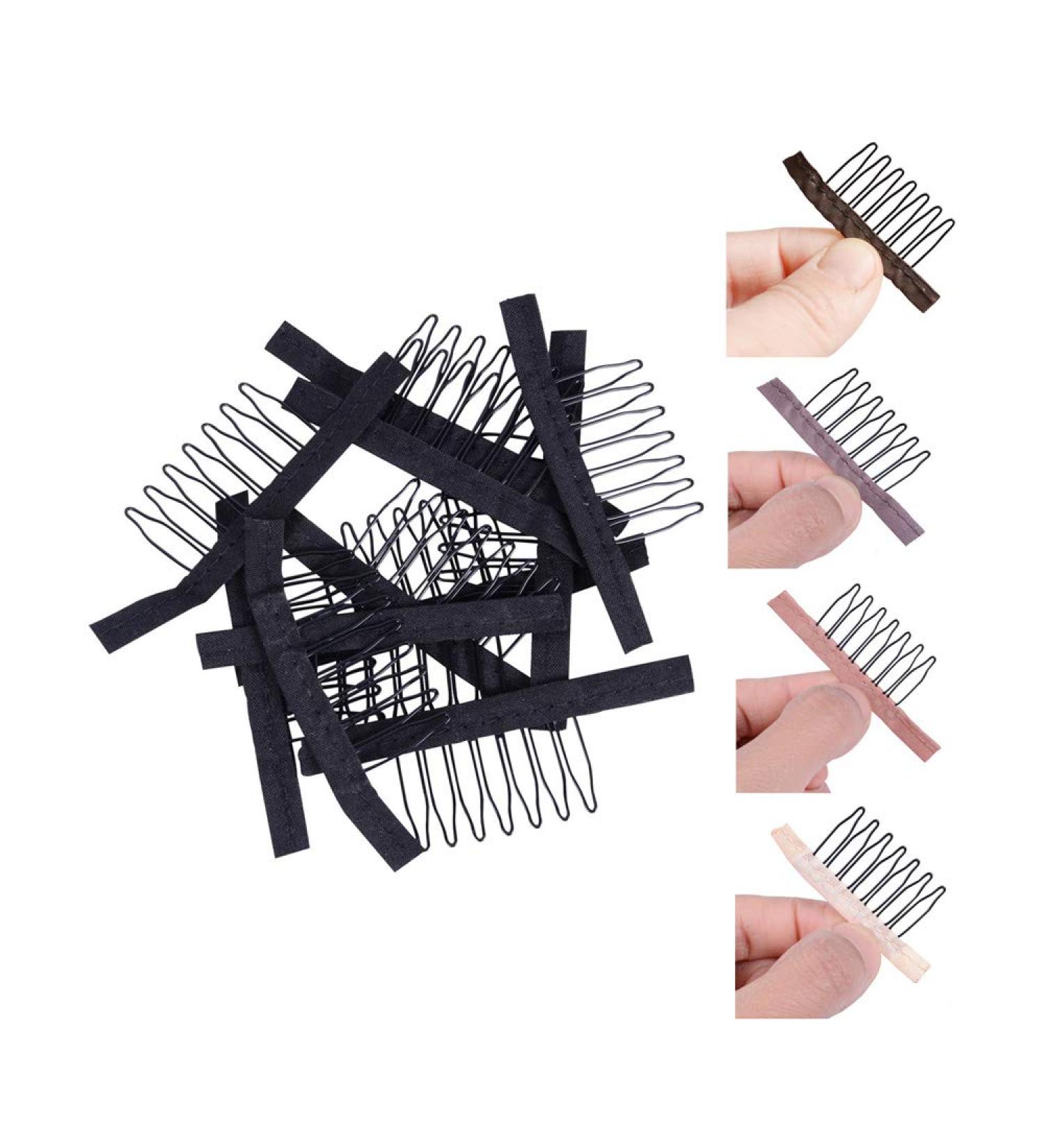 24pcs Black Wig Combs with 7-Teeth Steel Teeth for Wig Making & Hairpiece Caps - Wig Accessories Tools - Buy Online on GoSupps.com