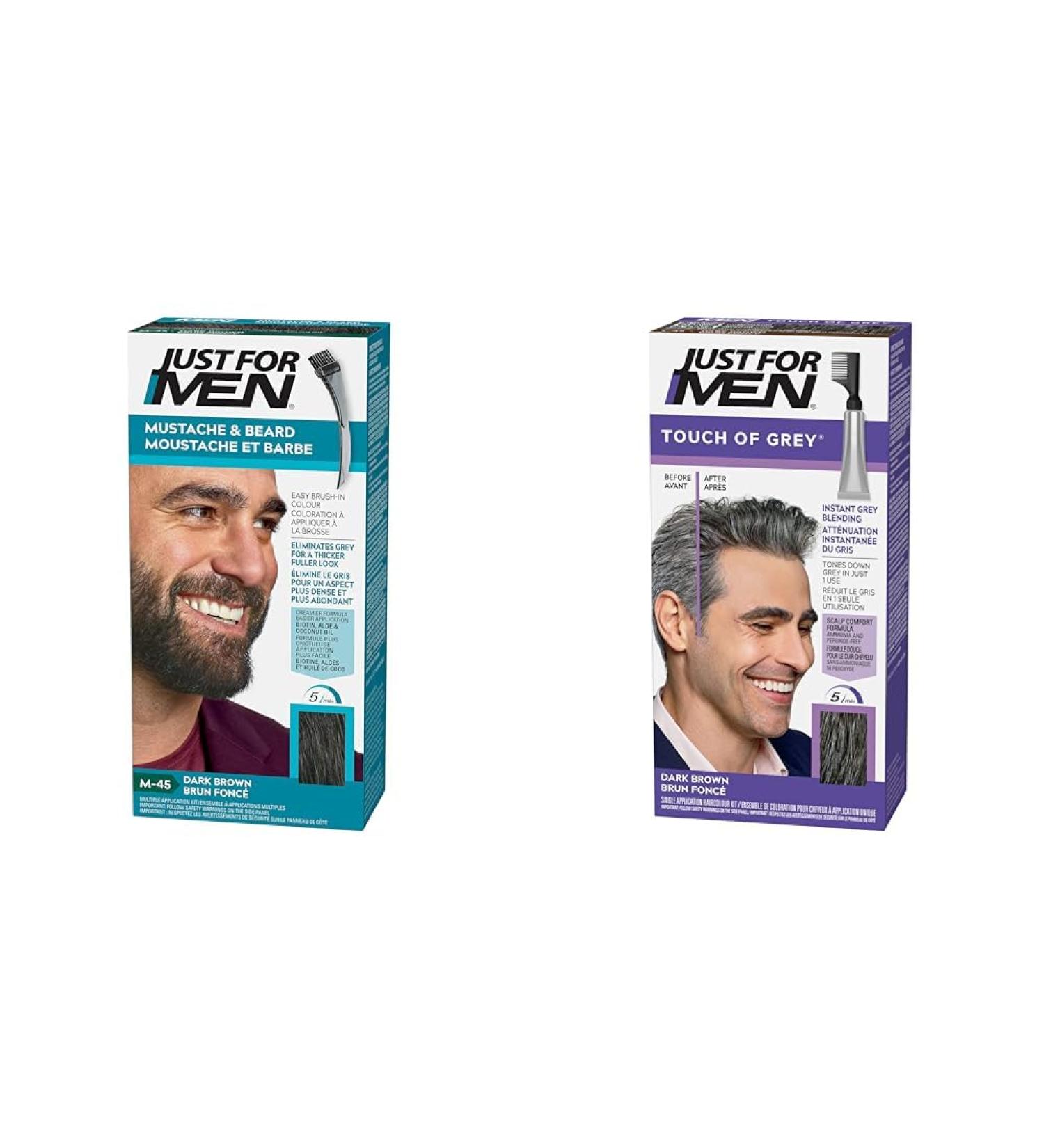 Just For Men Mustache & Beard Beard Dye for Men with Brush Included for Easy Application & Touch Of Grey Gray Hair Coloring for Men with Comb Applicator - Buy Online on GoSupps.com