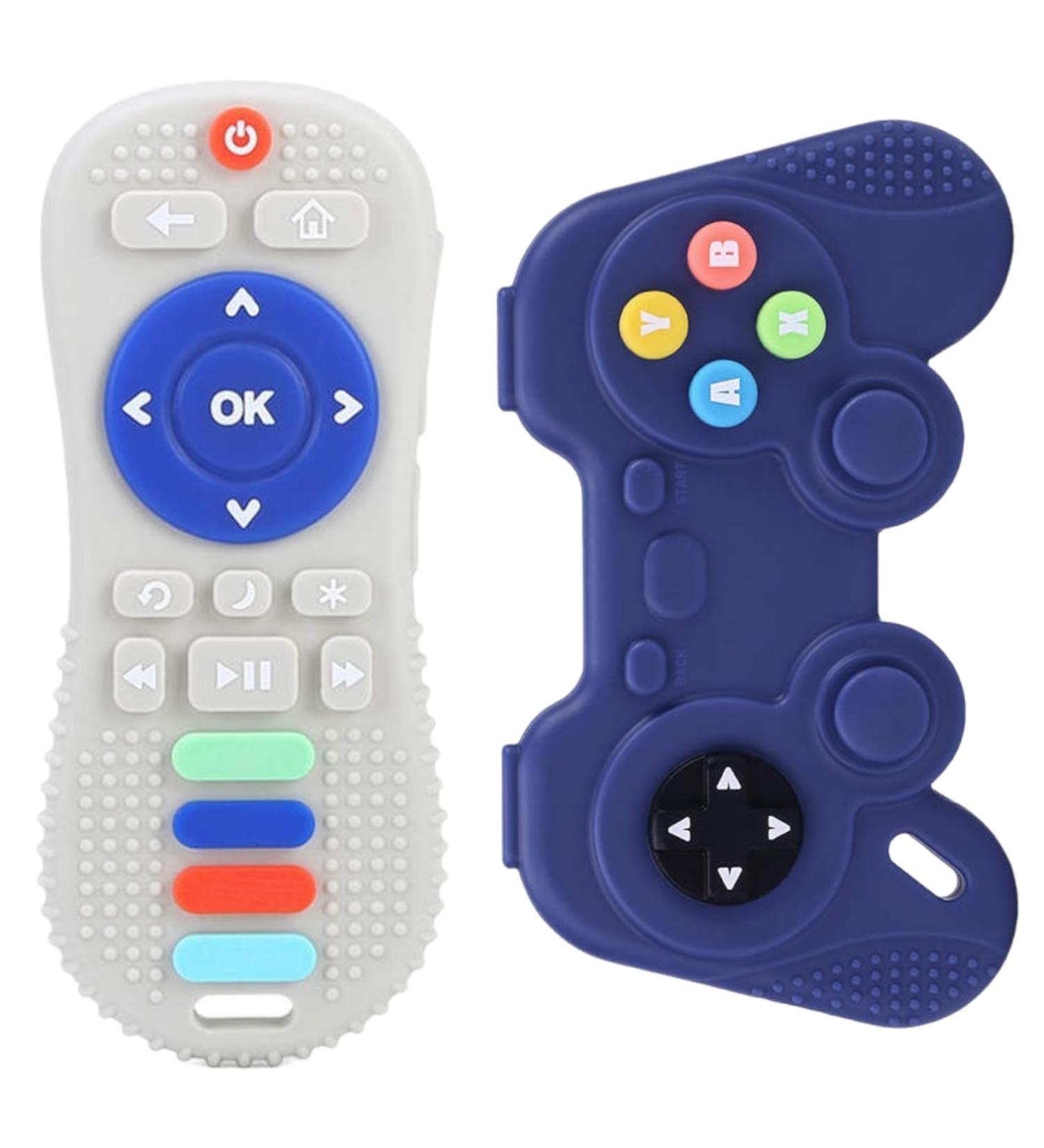 Gigi Kids Bite Rings Set for Babies - TV Remote & Gamepad Chew Toys - Silicone Easter Gifts for Children 3 Months+ - Gray & Blue - Buy Online on GoSupps.com