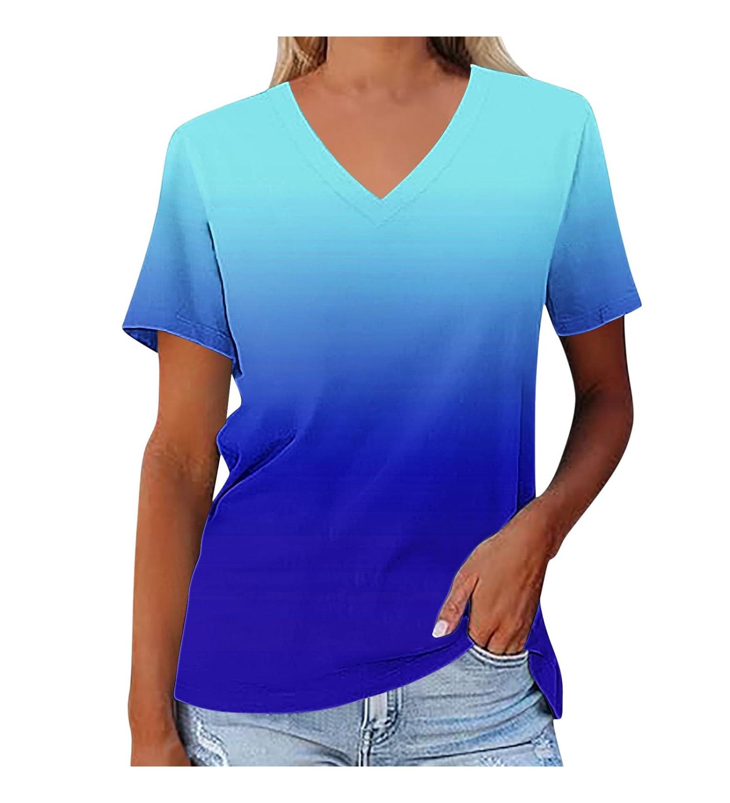 Shop Summer Women's Casual V-Neck T-Shirts | Oversized Cotton Blouses & Floral Prints Perfect for Every Occasion! - Buy Online on GoSupps.com