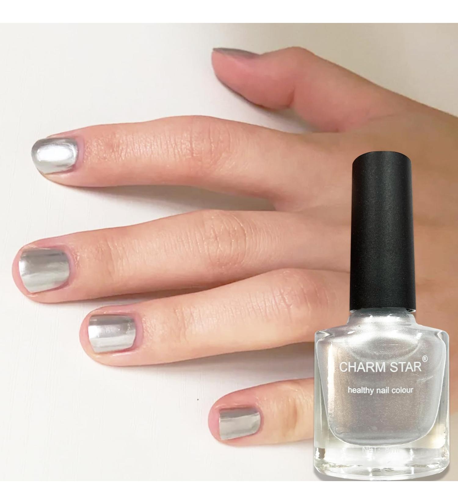 Silver Nail Polish Glitter Chrome Metallic Nail Varnish Quick Dry Breathable Holographic Metal Mirror Effect Nail Polish No UV Needed Nail Polish Nail Art DIY Nail Salon for Women Girls at Home - Buy Online on GoSupps.com