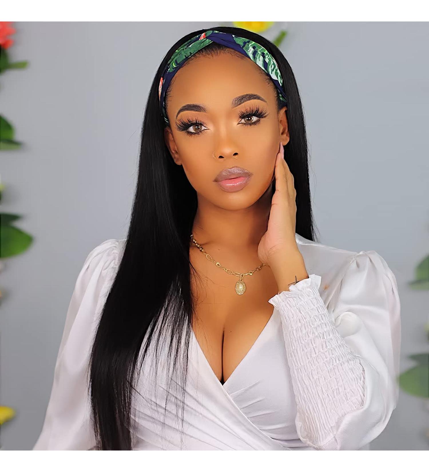 Vigorous 20 Inch Black Straight Headband Wig for Women - Heat Resistant Synthetic Fiber, Natural Look, Glueless Design - Buy Online on GoSupps.com