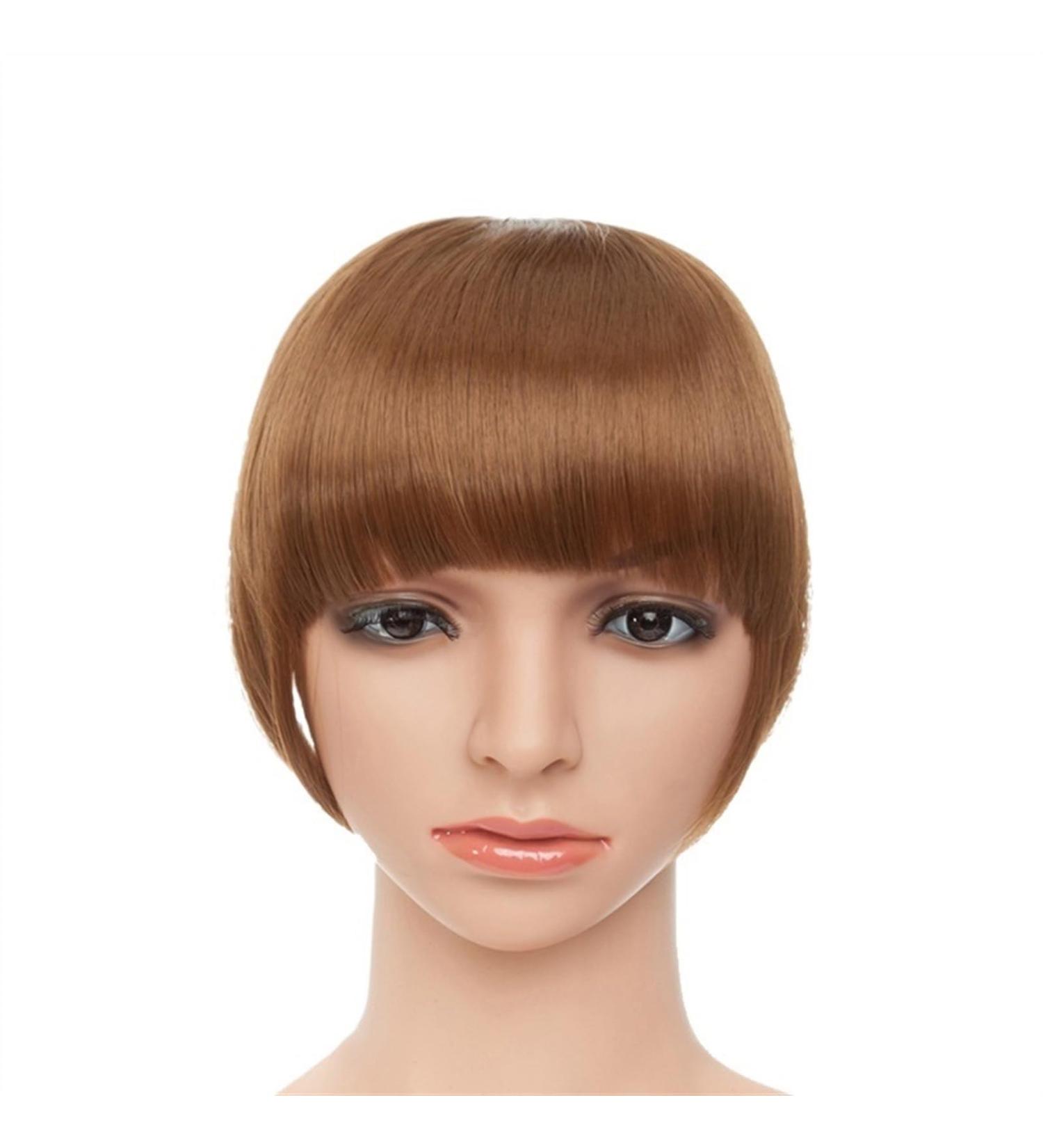 Bangs Hair Clip Fake Bangs Synthetic Blunt Bang Clip in Hair Extension Women Blunts Fringe Hair Black Brown Bangs 2 Clips Bangs Clip in Hair(Color:Light brown) 8inch Light brown - Buy Online on GoSupps.com