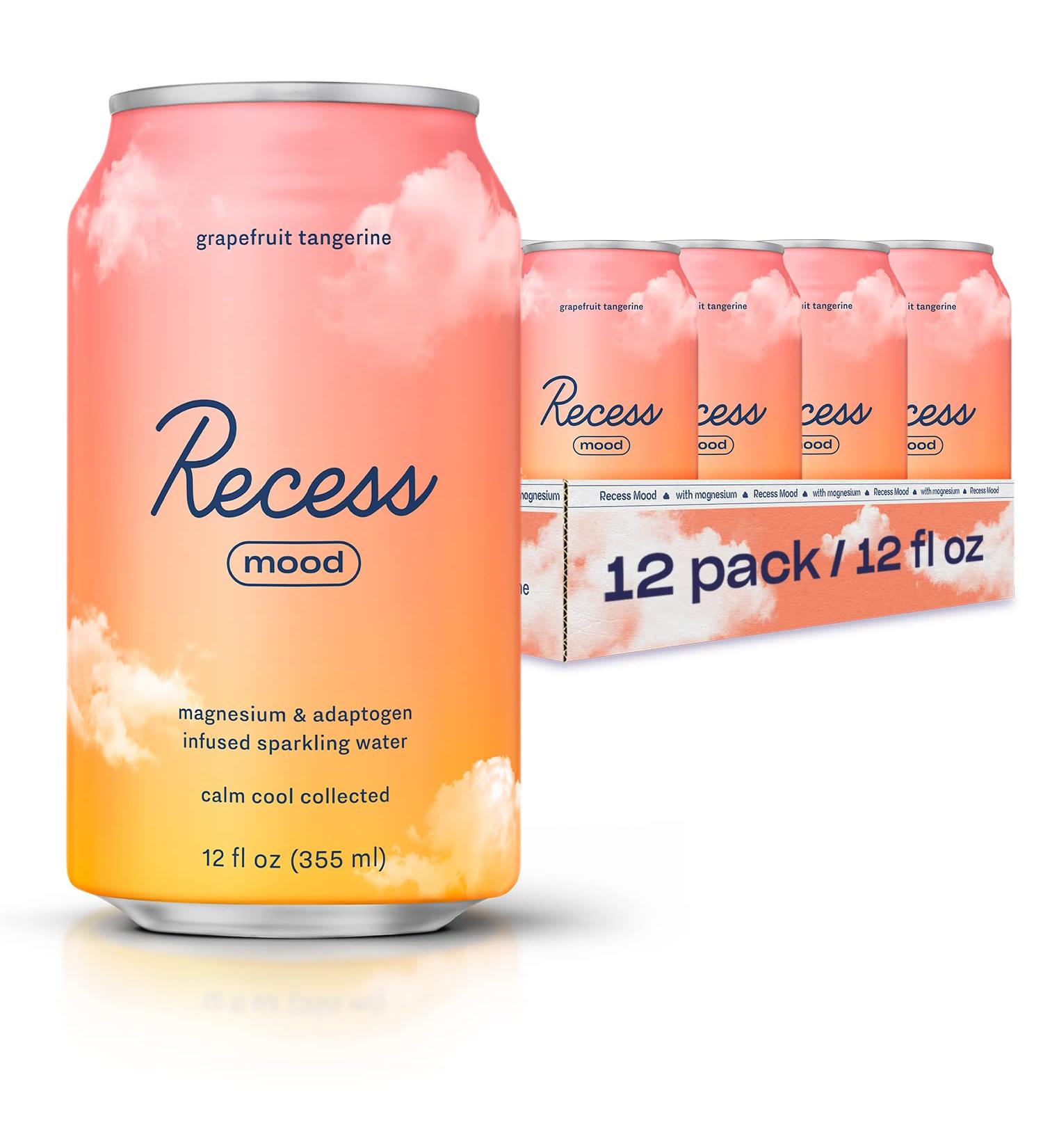 Recess Mood Magnesium & Adaptogen Drink Relaxation Beverage 12 Ounce (Grapefruit Tangerine 12 Pack) - Buy Online on GoSupps.com