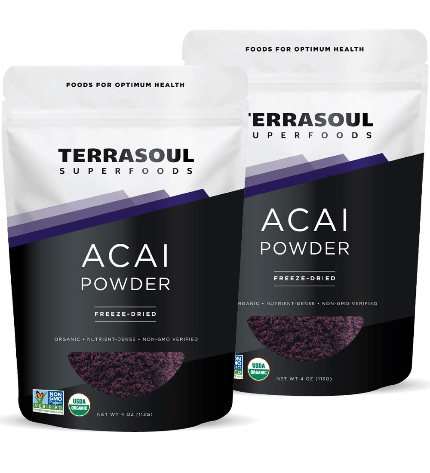 Terrasoul Superfoods Organic Acai Berry Powder 8 Oz - Freeze-Dried | Antioxidants & Omega Fats - Buy Online on GoSupps.com