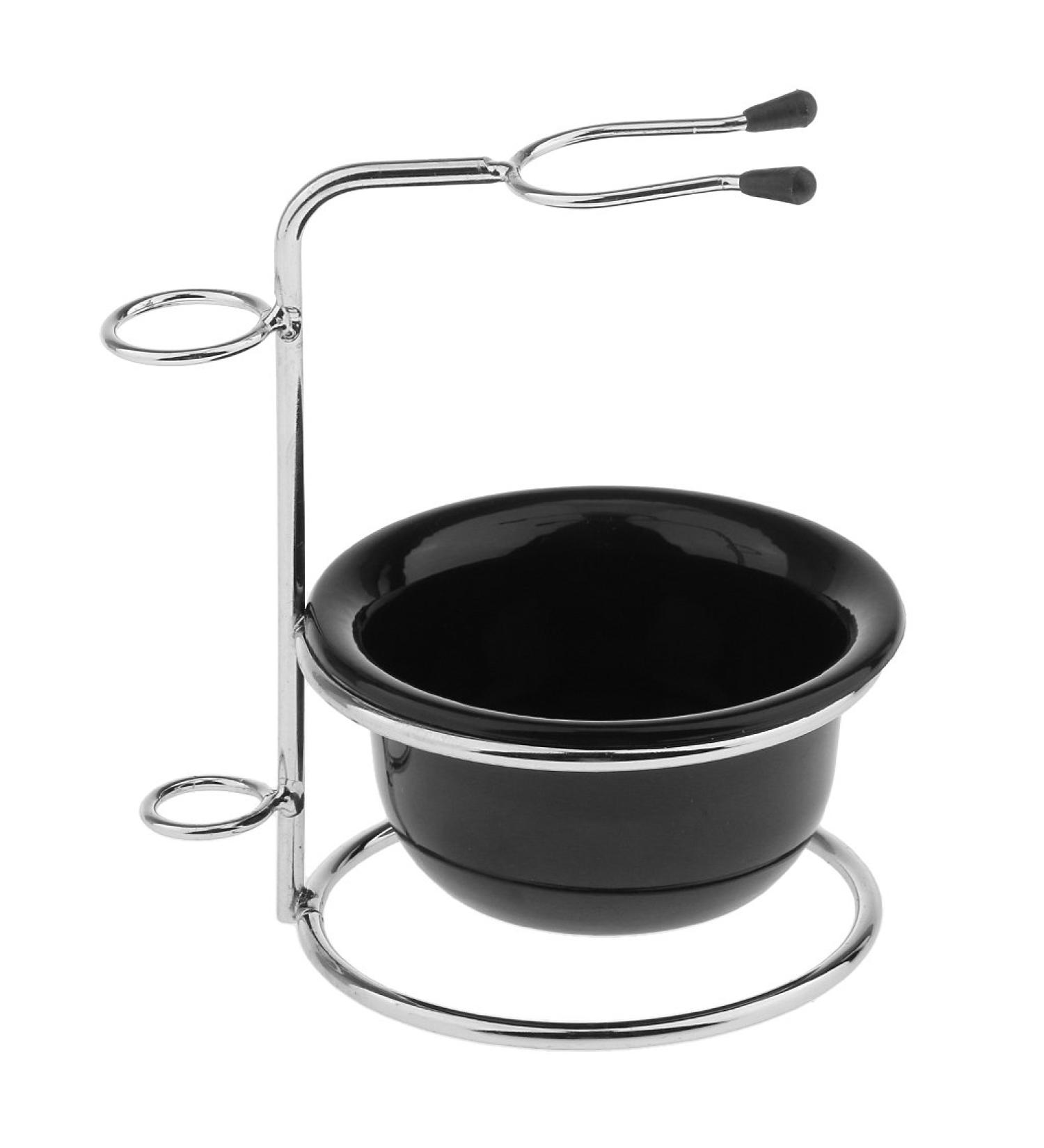 Stainless Steel Shaving Brush Stand Holder & Acrylic Shaving Bowl Set - Buy Online on GoSupps.com