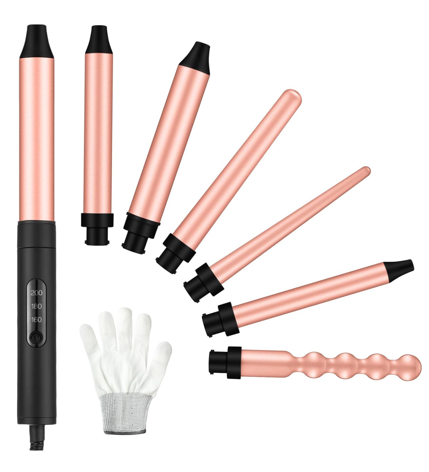 WILLBOND 6 in 1 Curling Iron Set - Instant Heat Ceramic Wand with 6 Barrels & 3 Temp Settings for Fast Styling - Buy Online on GoSupps.com