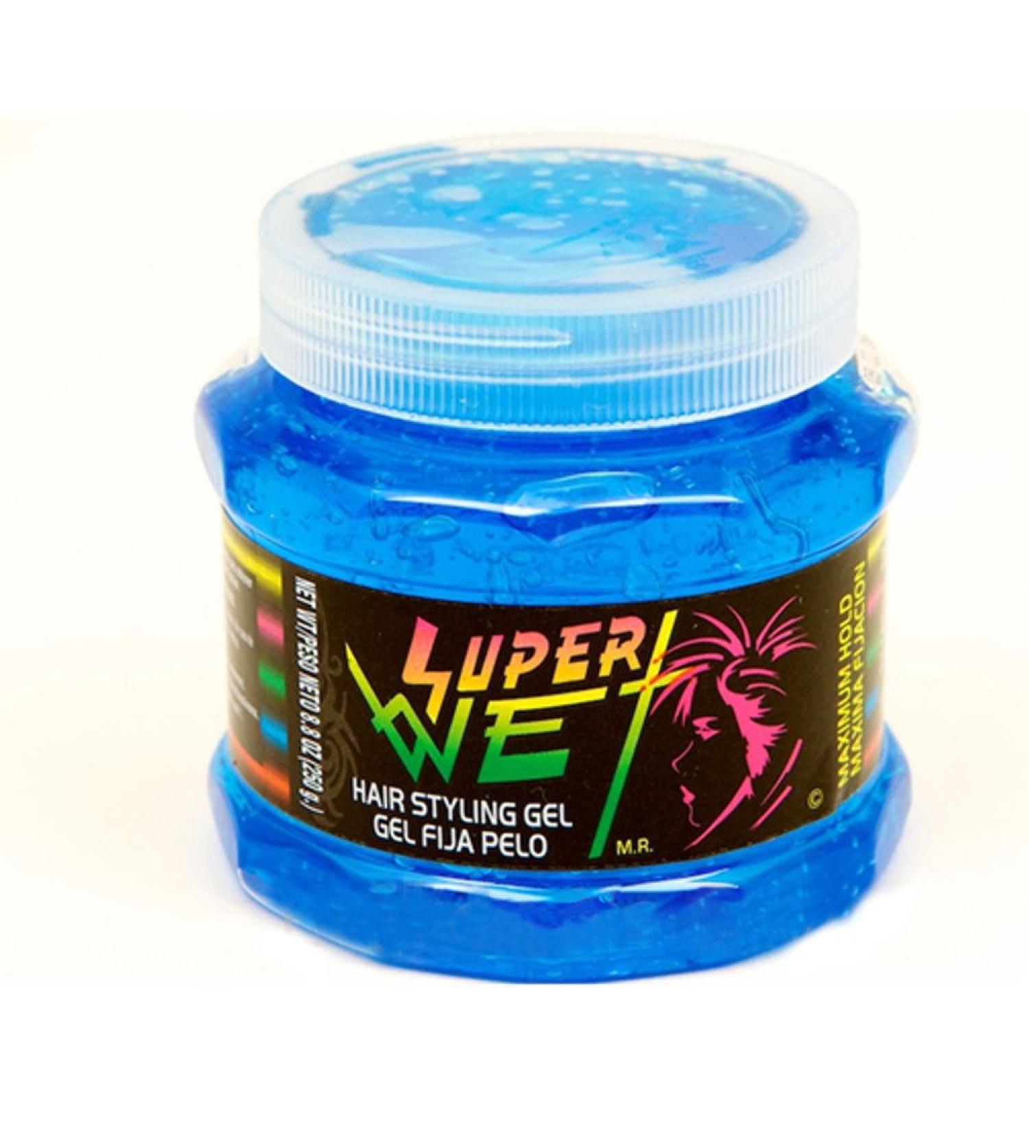 Super Wet Blue Hair Styling Gel 8.8 oz - Strong Hold Hair Gel - Buy Online on GoSupps.com