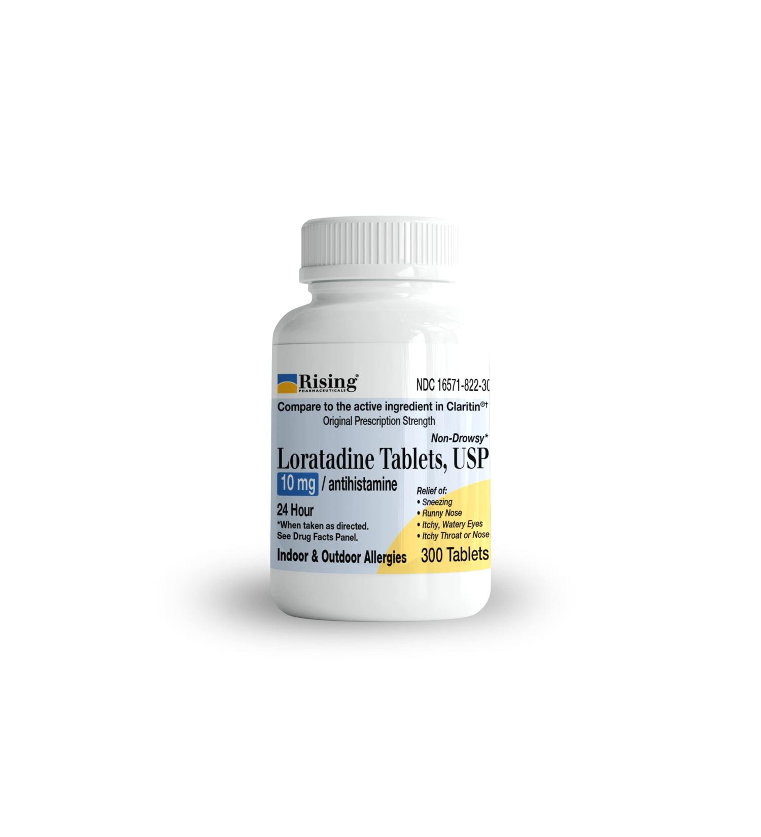 Rising Pharma Allergy Relief - Loratadine 10mg Tablets - 300 Count, Antihistamine Allergy Relief - Buy Online on GoSupps.com