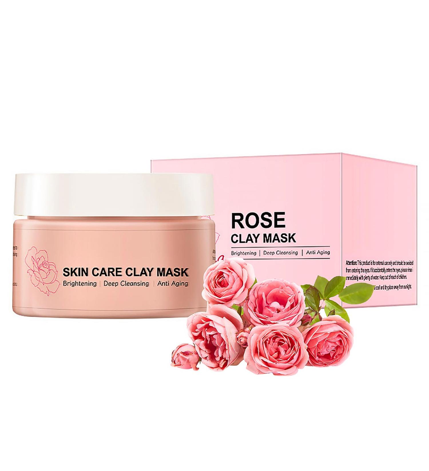 Rose Clay Face Mask Kaolin Clay Mask for Pores Pink Clay Mask mud mask Exfoliating Facial Mask Deep Cleansing Controlling Oil Acne & Refining Pores Moisturizing Reduce Blackheads & Dark Spots - Buy Online on GoSupps.com