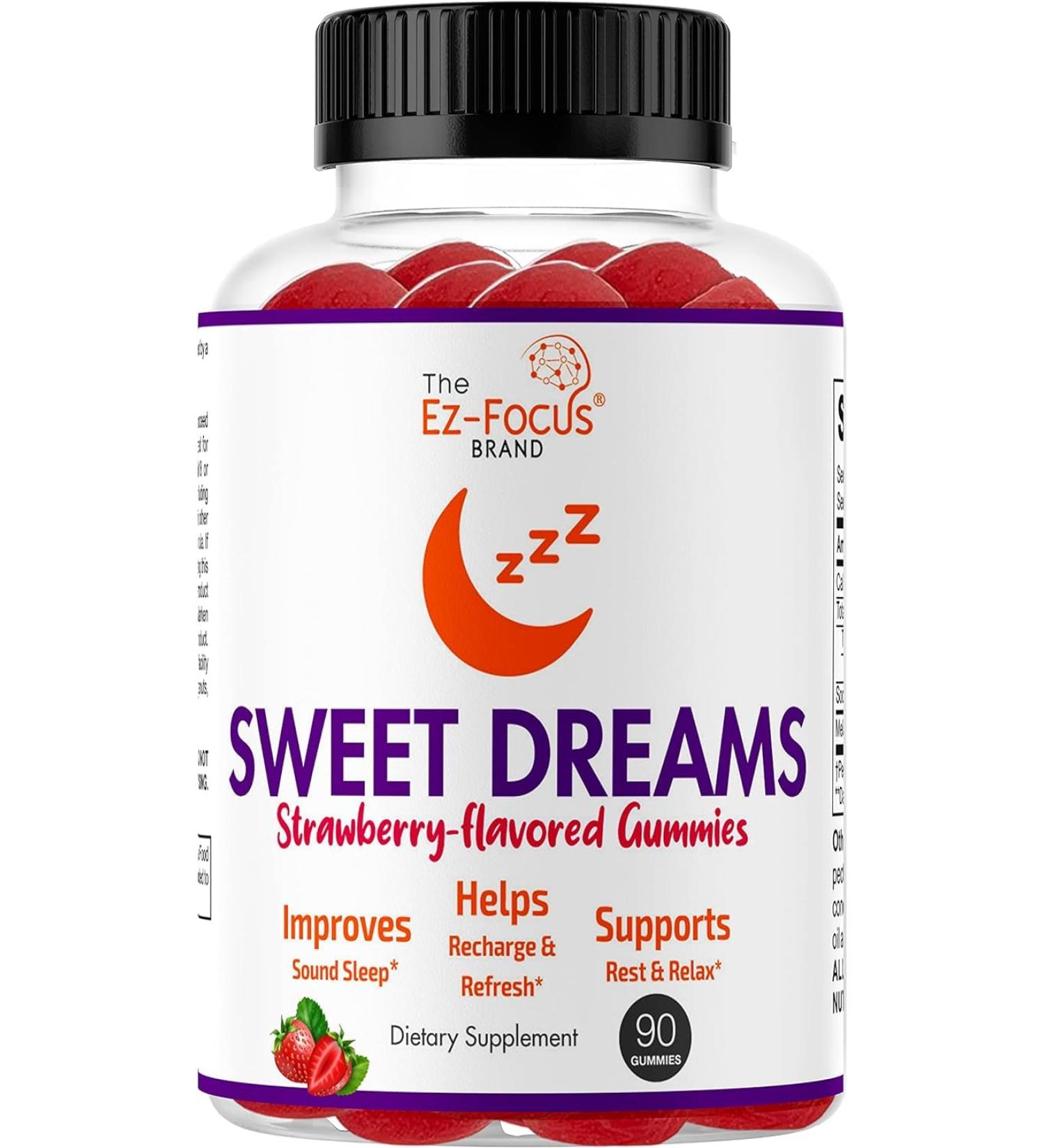 Restful Calm Sleep Gummies for Adults - Vegan Strawberry Sleep Aid | 90 Chewable Gummies | Stress Support & Relaxation - 2 Month Supply - Buy Online on GoSupps.com