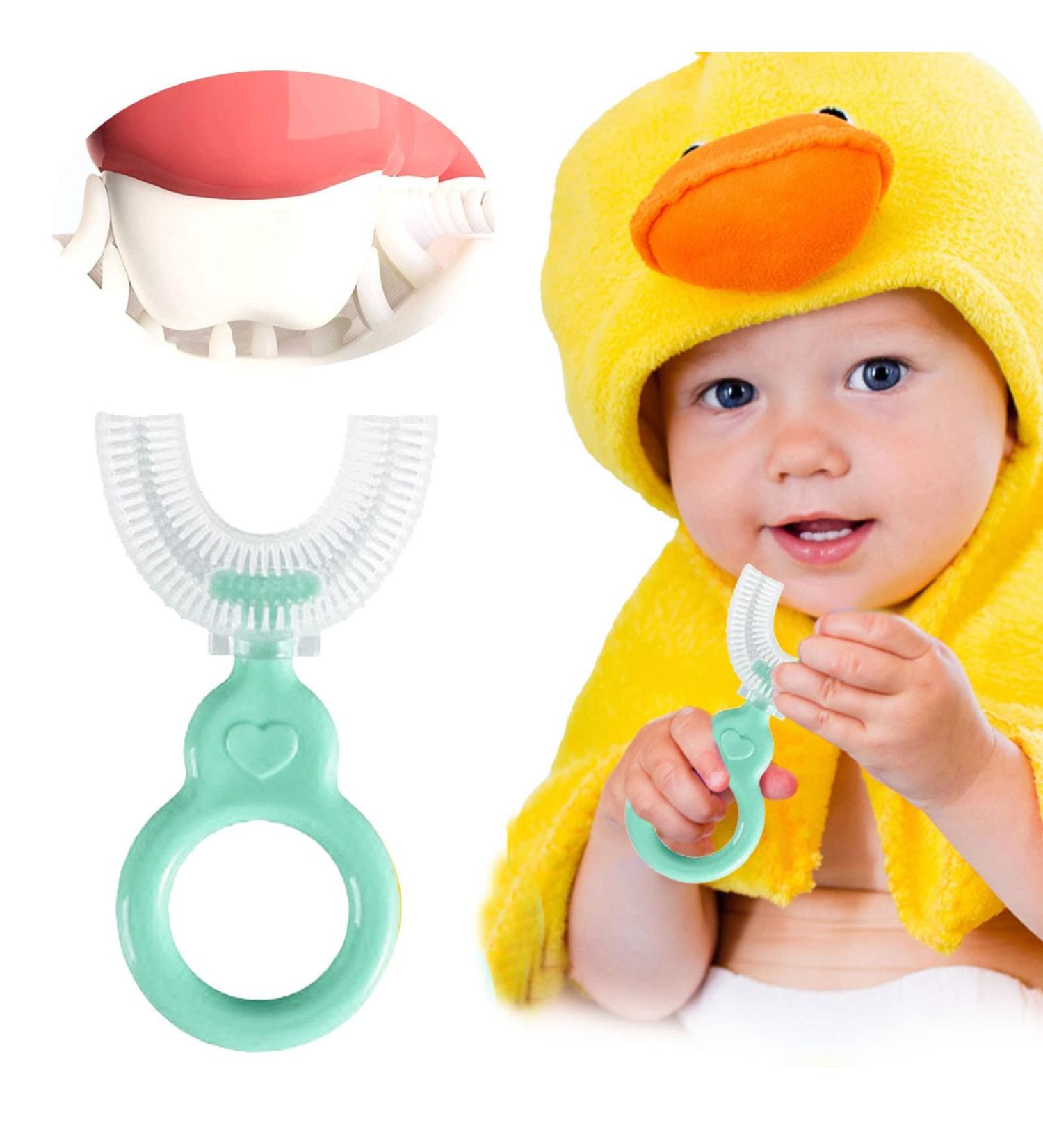 Kids Toothbrush Soft Food GraUK Silicone Toothbrush Head U Shaped Children's Toothbrush All RounUKd 360 Food GraUK Silicone Brush Head Baby Toothbrush (2-12 Years Old) Little Surprise Green 6-12 years old - Buy Online on GoSupps.com